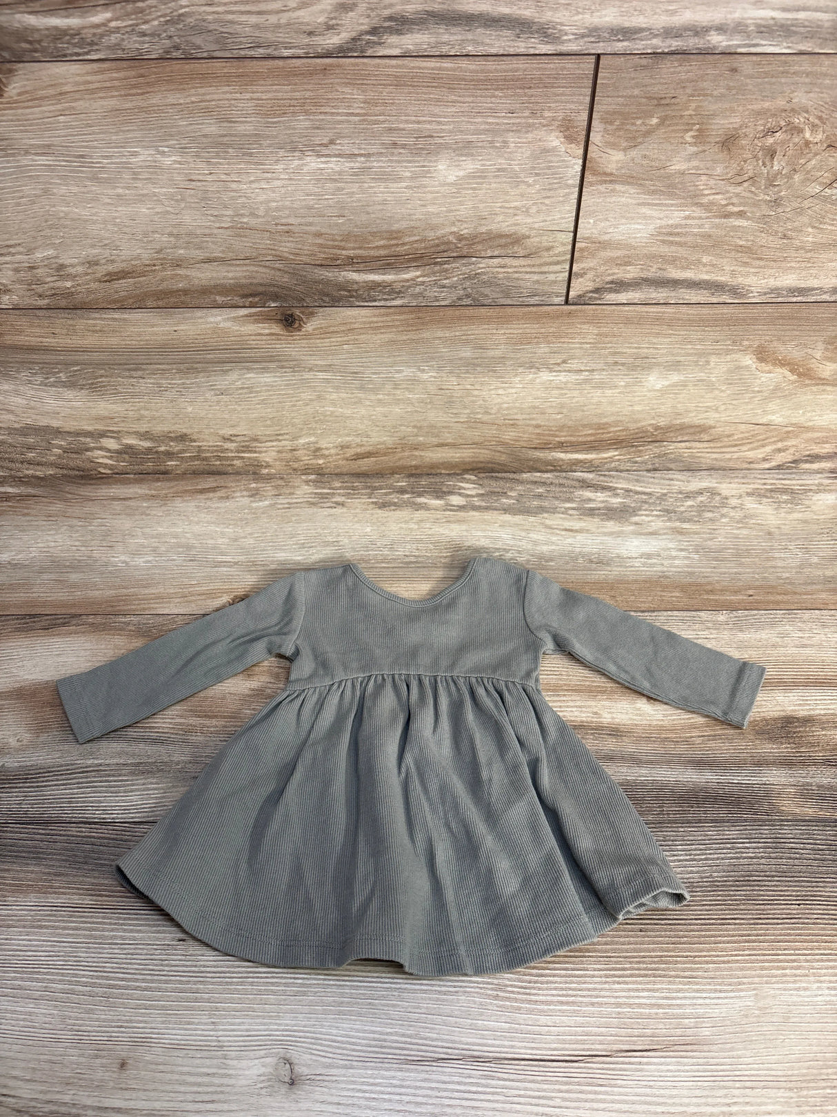 Quincy Mae Ribbed Long Sleeve Dress Basil sz 3-6m