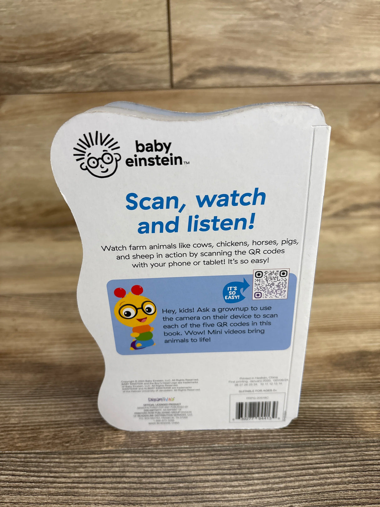 Baby Einstein Scan, watch and listen interactive kids book with QR codes for farm animal videos