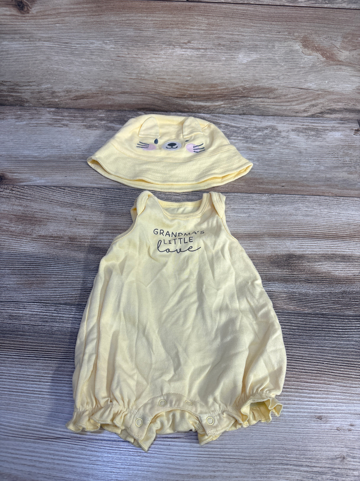 Sterling Baby 2pc Grandma's Little Love Romper & Hat Set Yellow sz 3m