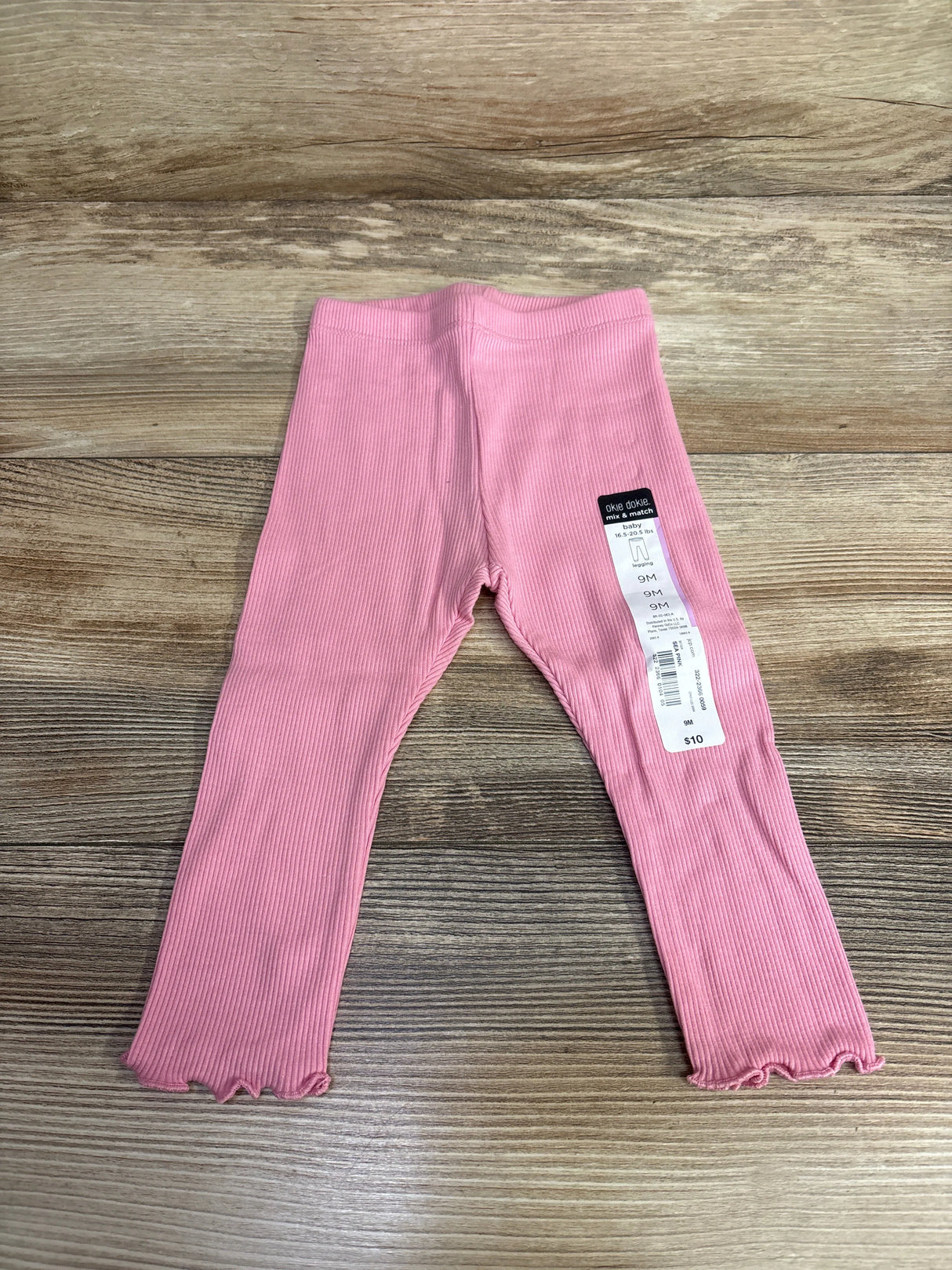 NEW Okie Dokie Ribbed Sea Pink Leggings sz 9m