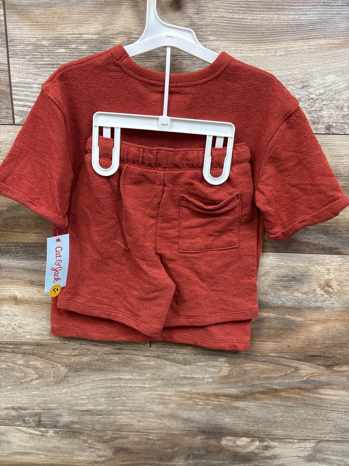 NEW Cat & Jack 2pc Terry Cloth Shirt & Shorts Set Rust sz 5T