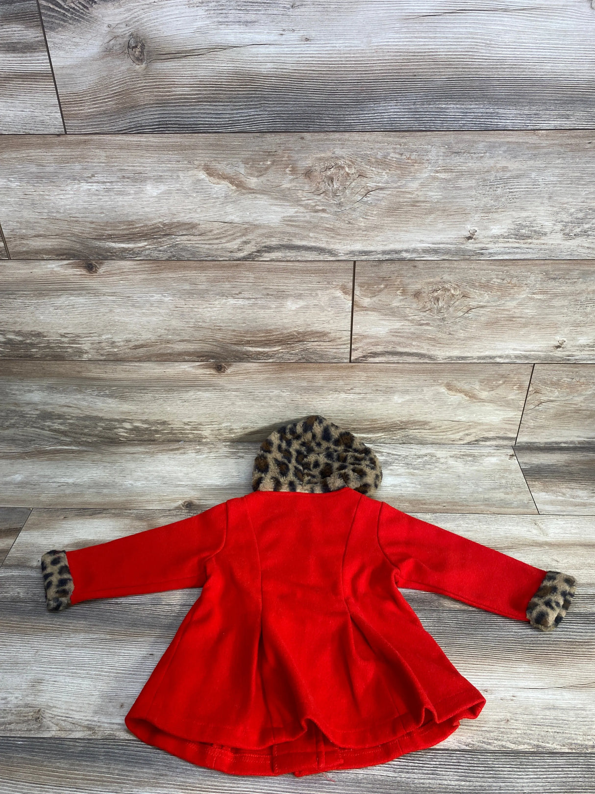 Faux Fur Pea Coat Red sz 12-18m