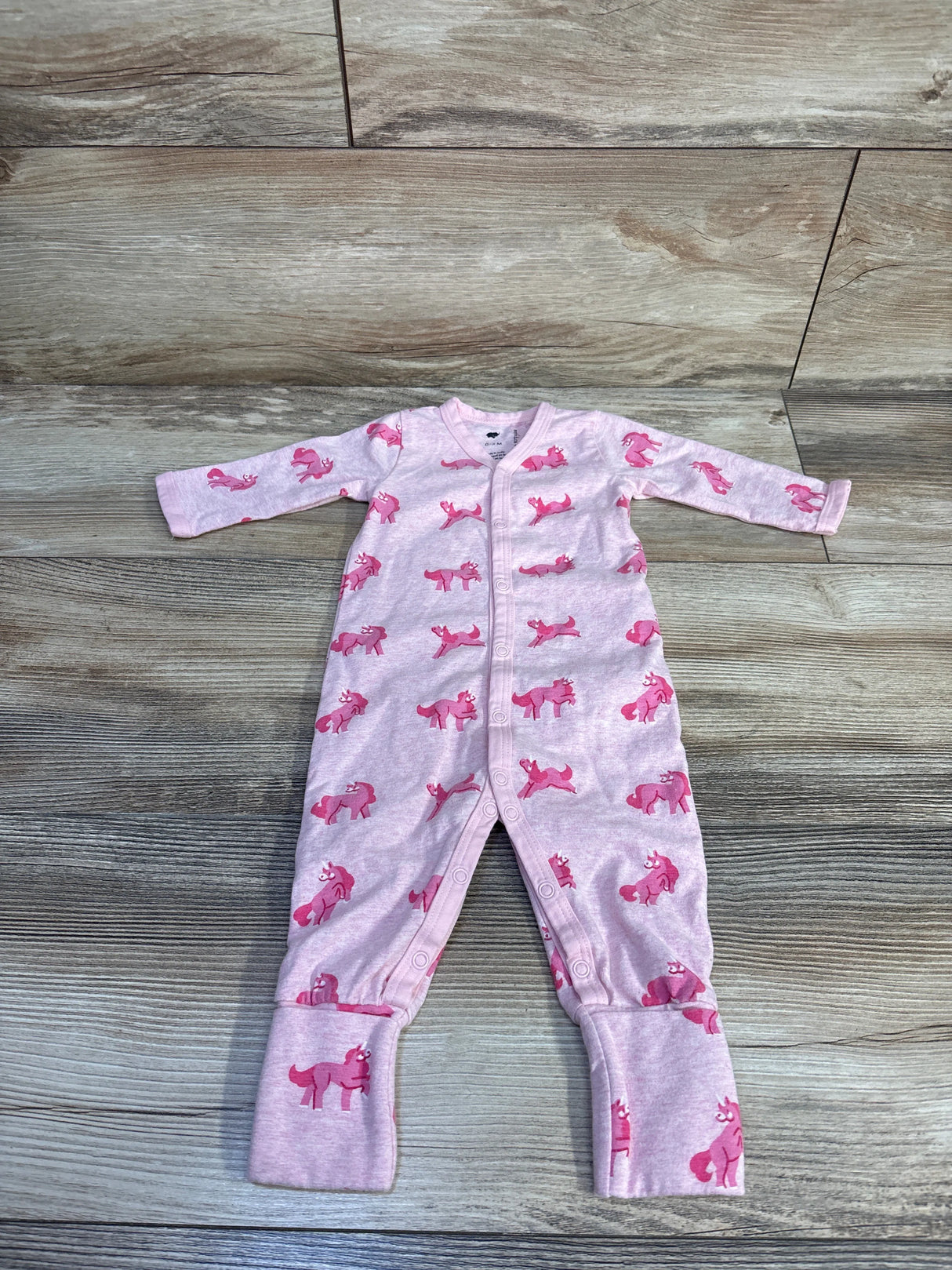Monica + Andy Unicorn Print Snap Convertible Footie Pink sz 0-3m