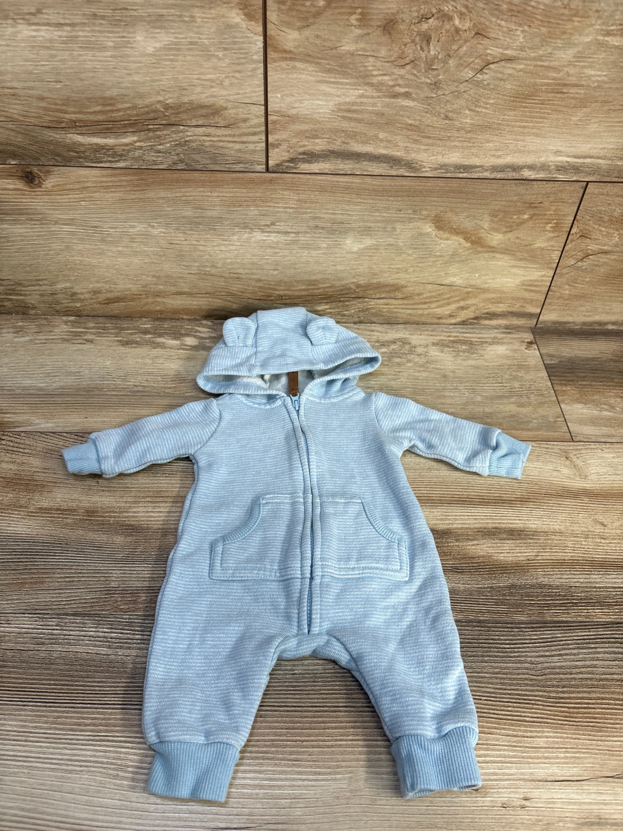 Carter's Striped Hooded Coverall Blue sz Newborn