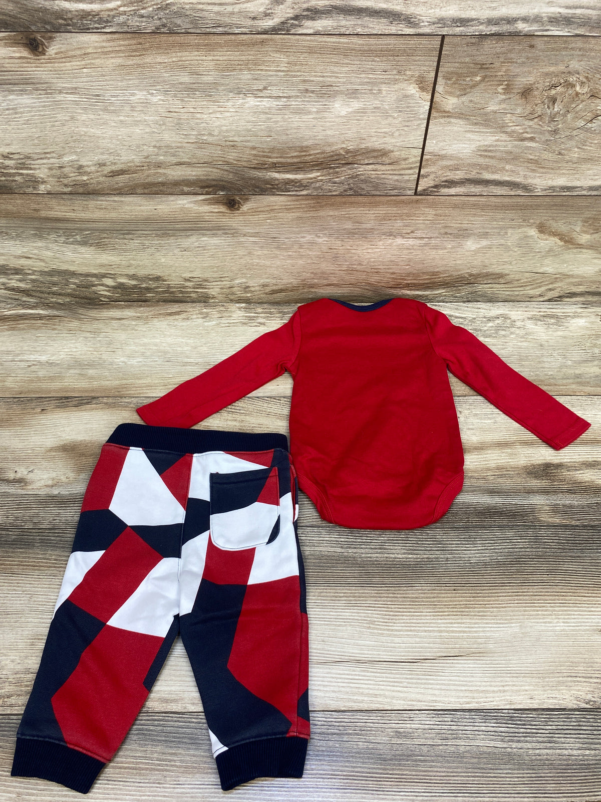 Tommy Hilfiger 2pc Long Sleeve Bodysuit & Joggers Set Red sz 12m