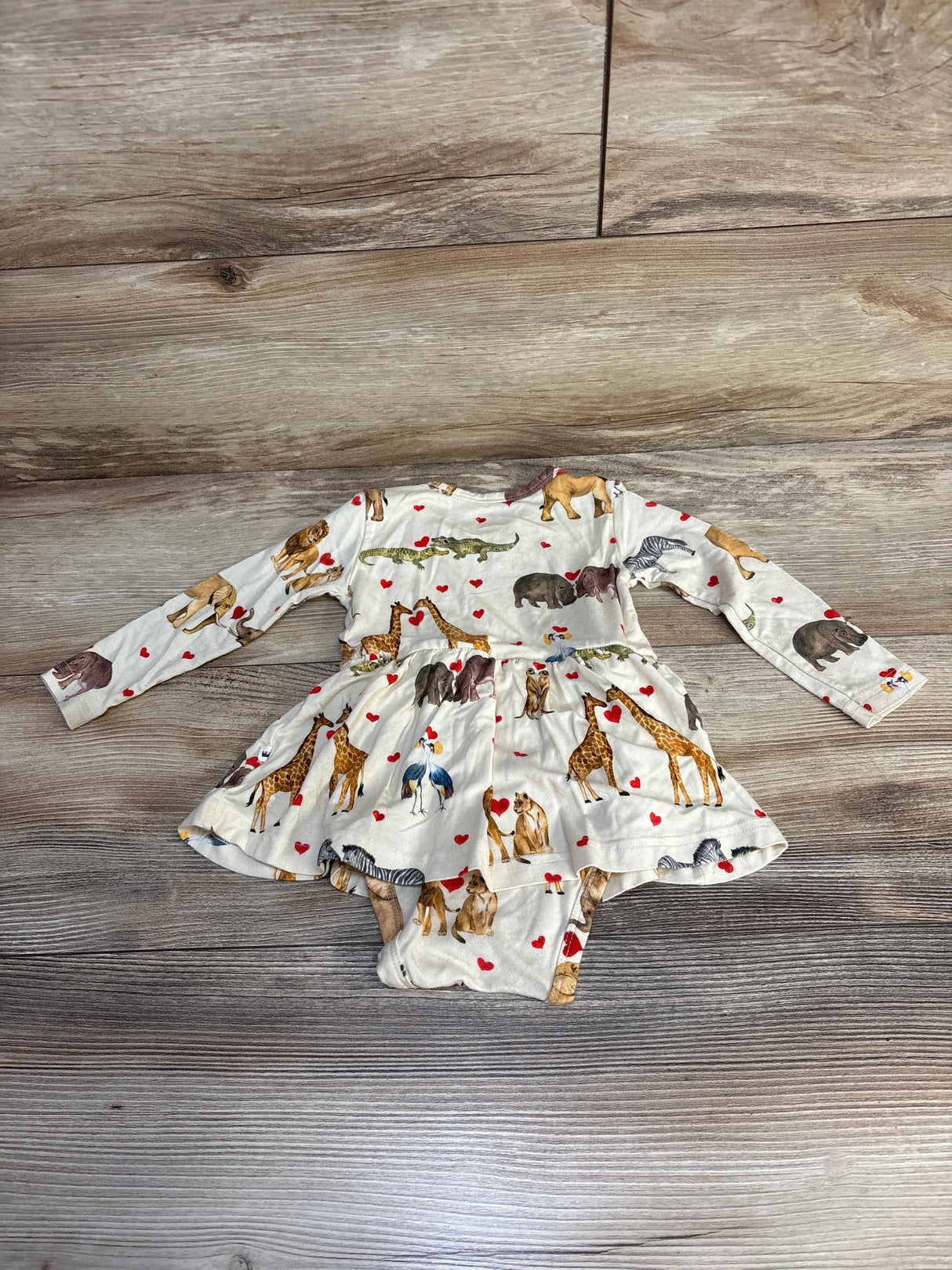 Little Crowns & Capes Bamboo Dress Safari Animals Cream sz 6-12m