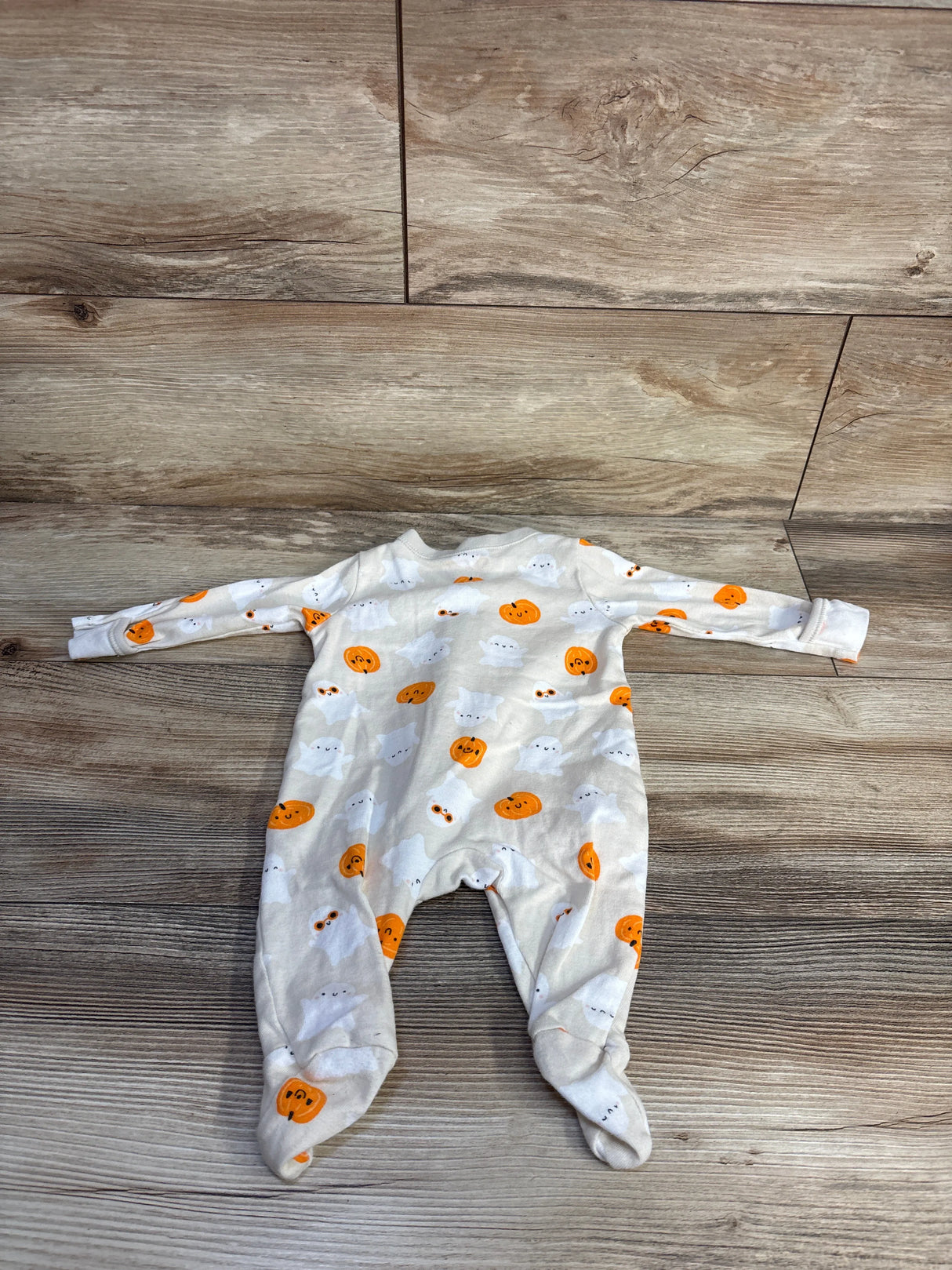 Old Navy Pumkpin & Ghost Print Sleeper Beige sz 0-3m