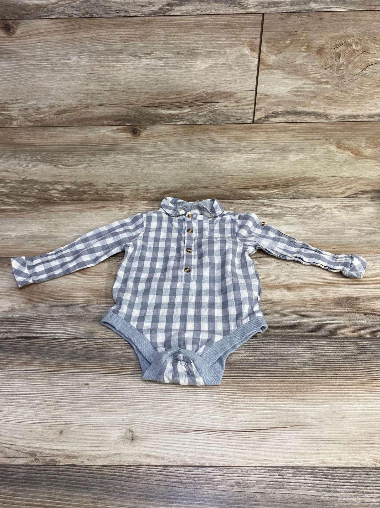 Me & Henry Plaid Woven Onesie Grey sz 18-24m - Me n Mommy To Be