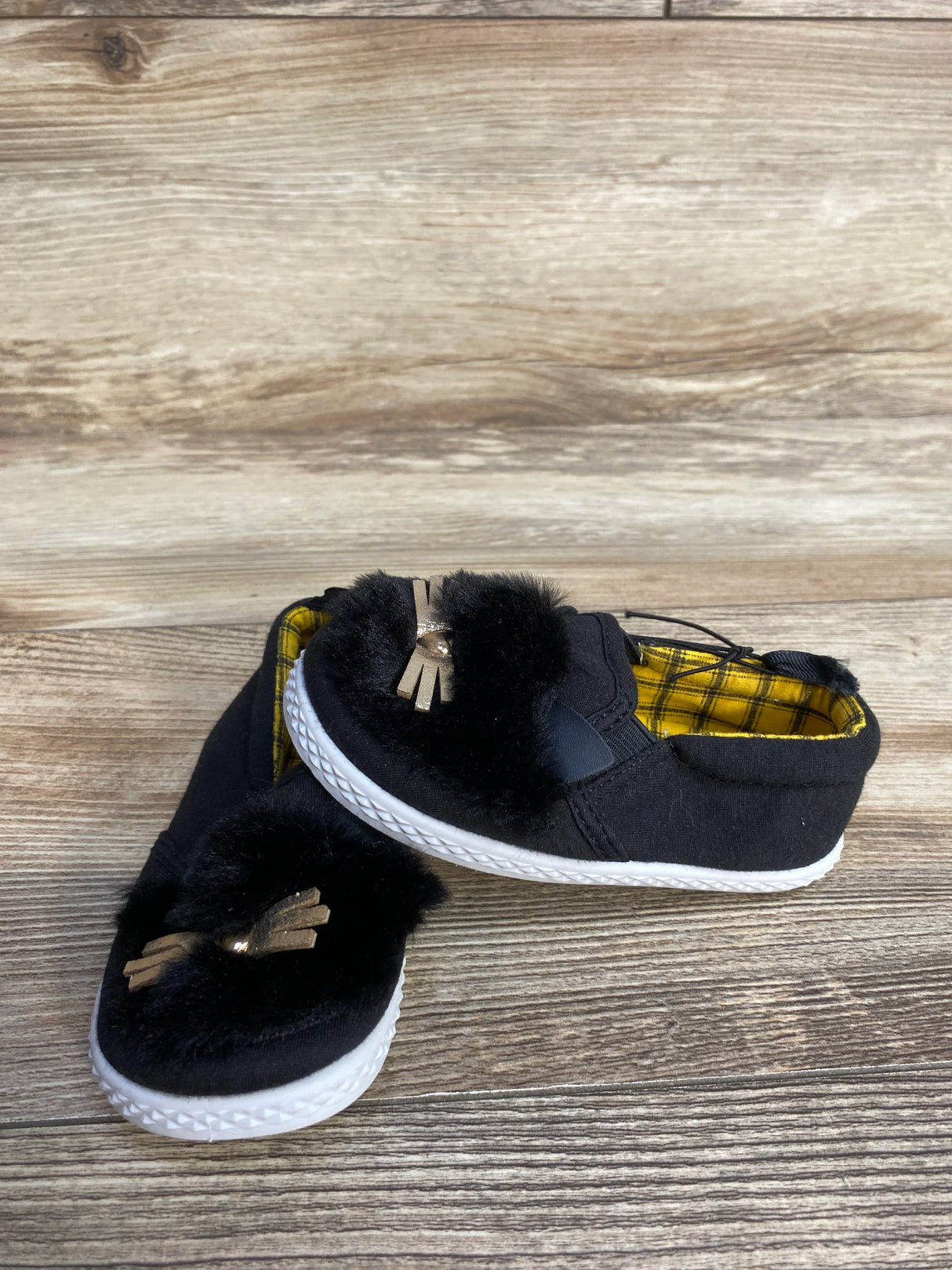 Wonder Nation Faux Fur Kitty Cat Sneakers Black sz 6c