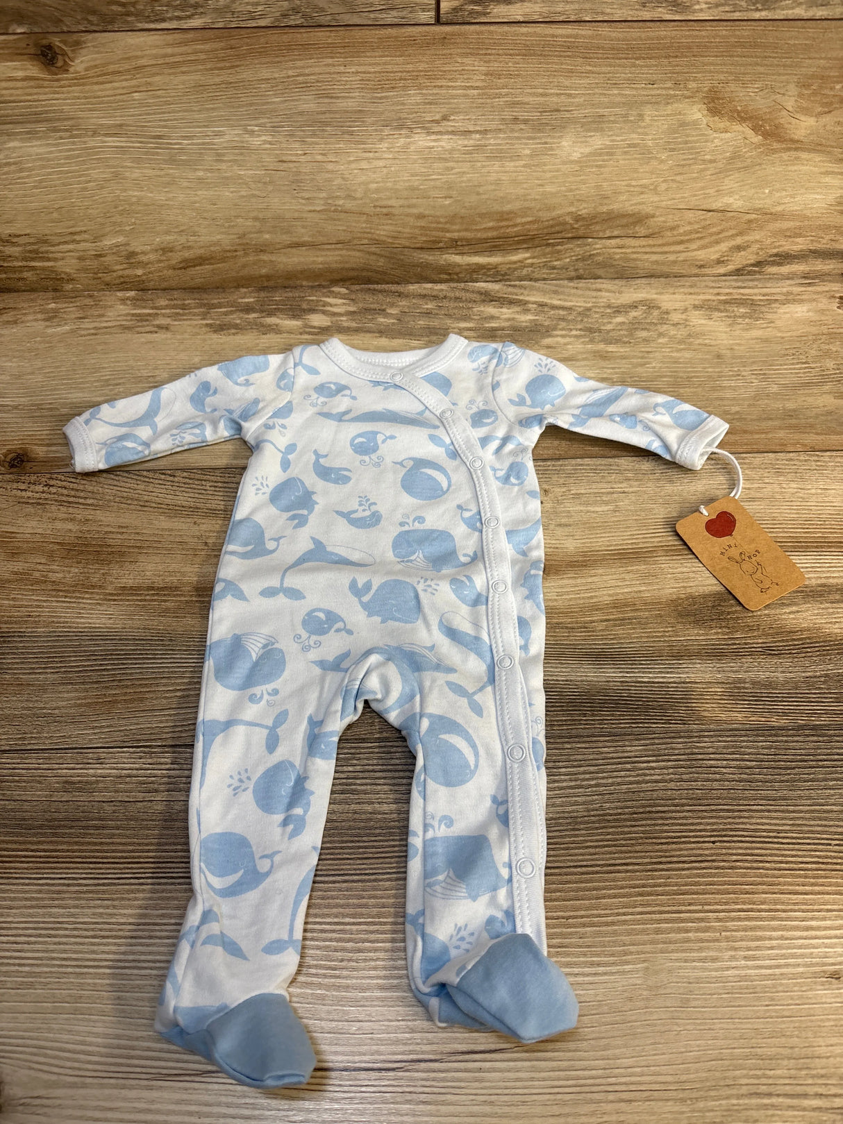 NEW Mini Hop Whale Print Sleeper Blue sz Newborn