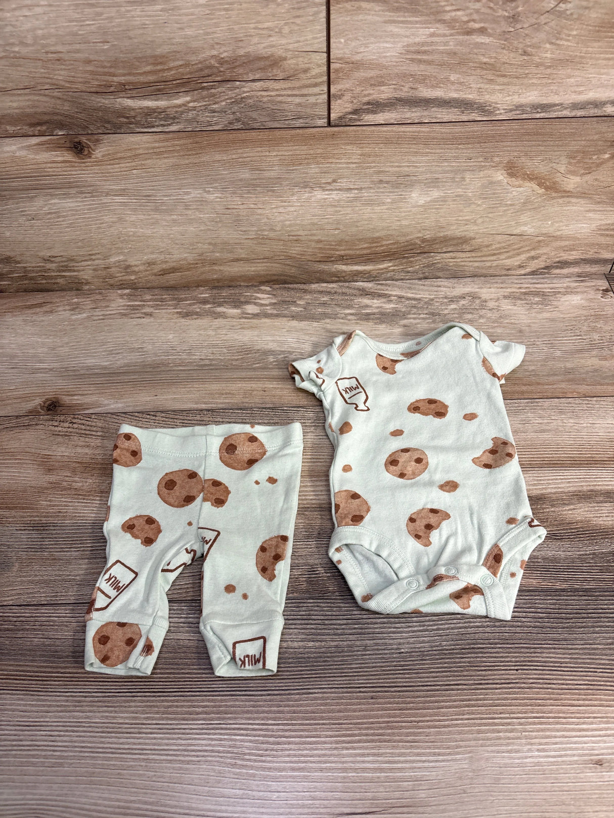 Carter's 2pc Milk & Cookies Bodysuit & Bottoms Set Mint sz Newborn