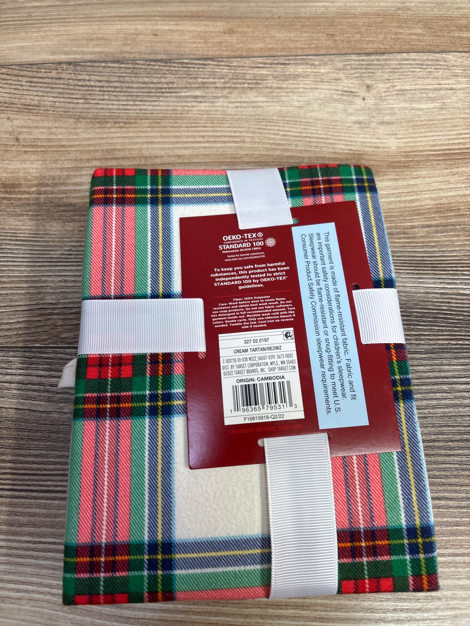 NEW Wondershop Christmas Nightgown Cream Tartan sz 3T