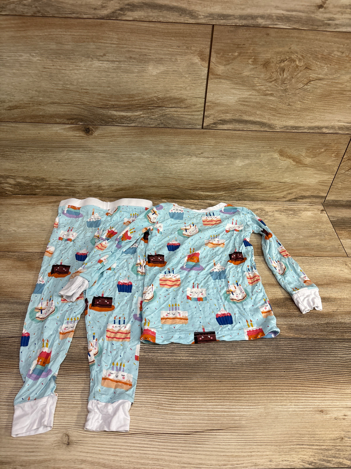 Little Sleepies Birthday Cake 2pc Bamboo Pajama Set Blue sz 18-24m