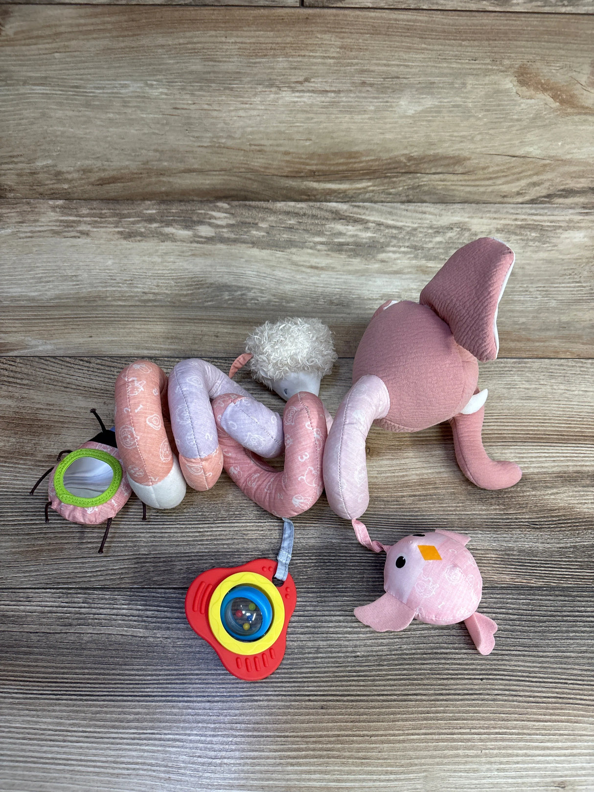 Koty Spiral Activity Plush Travel Toy, Pink Elephant