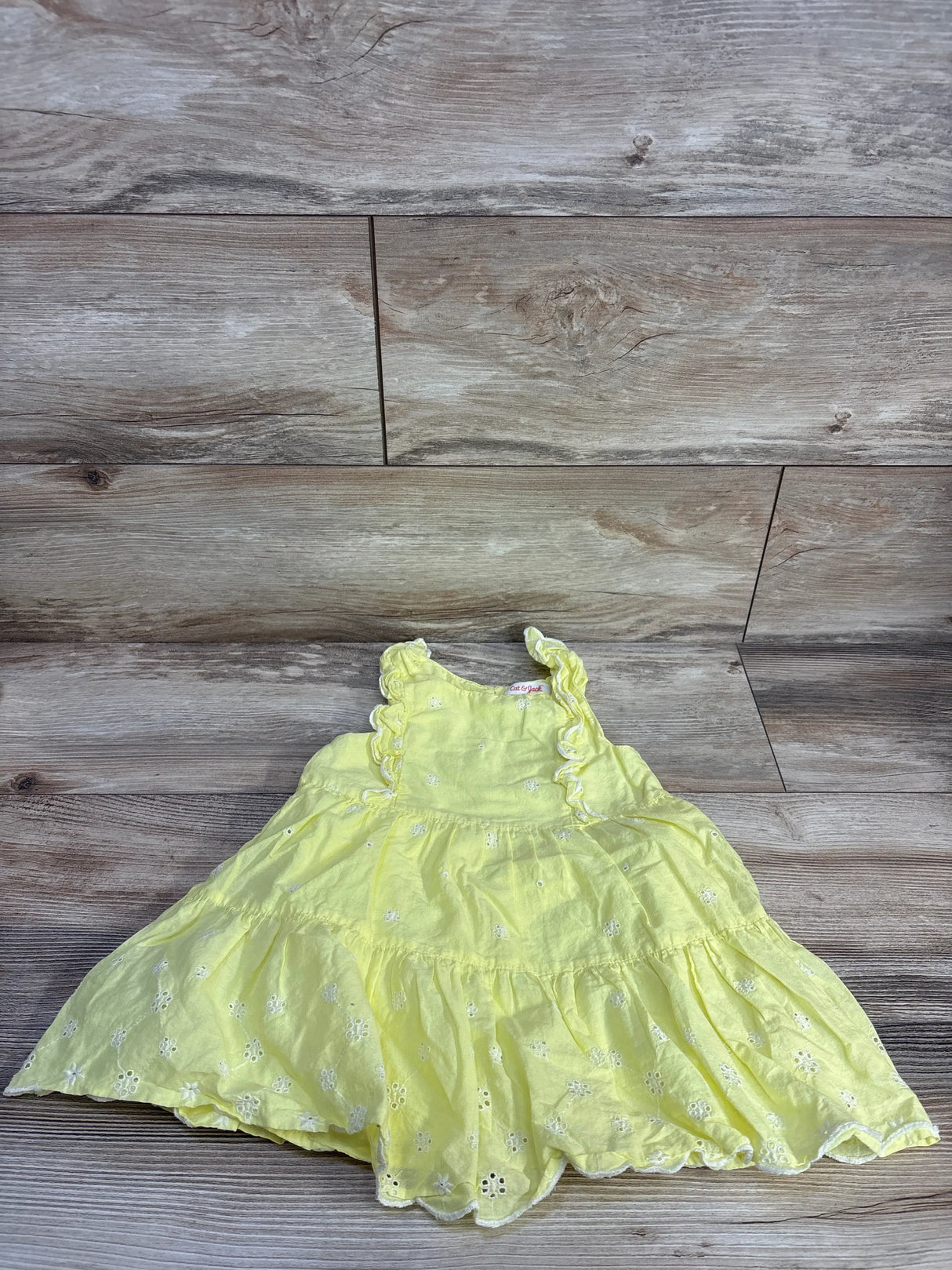 Cat & Jack Eyelet Tiered Dress Yellow sz 2T