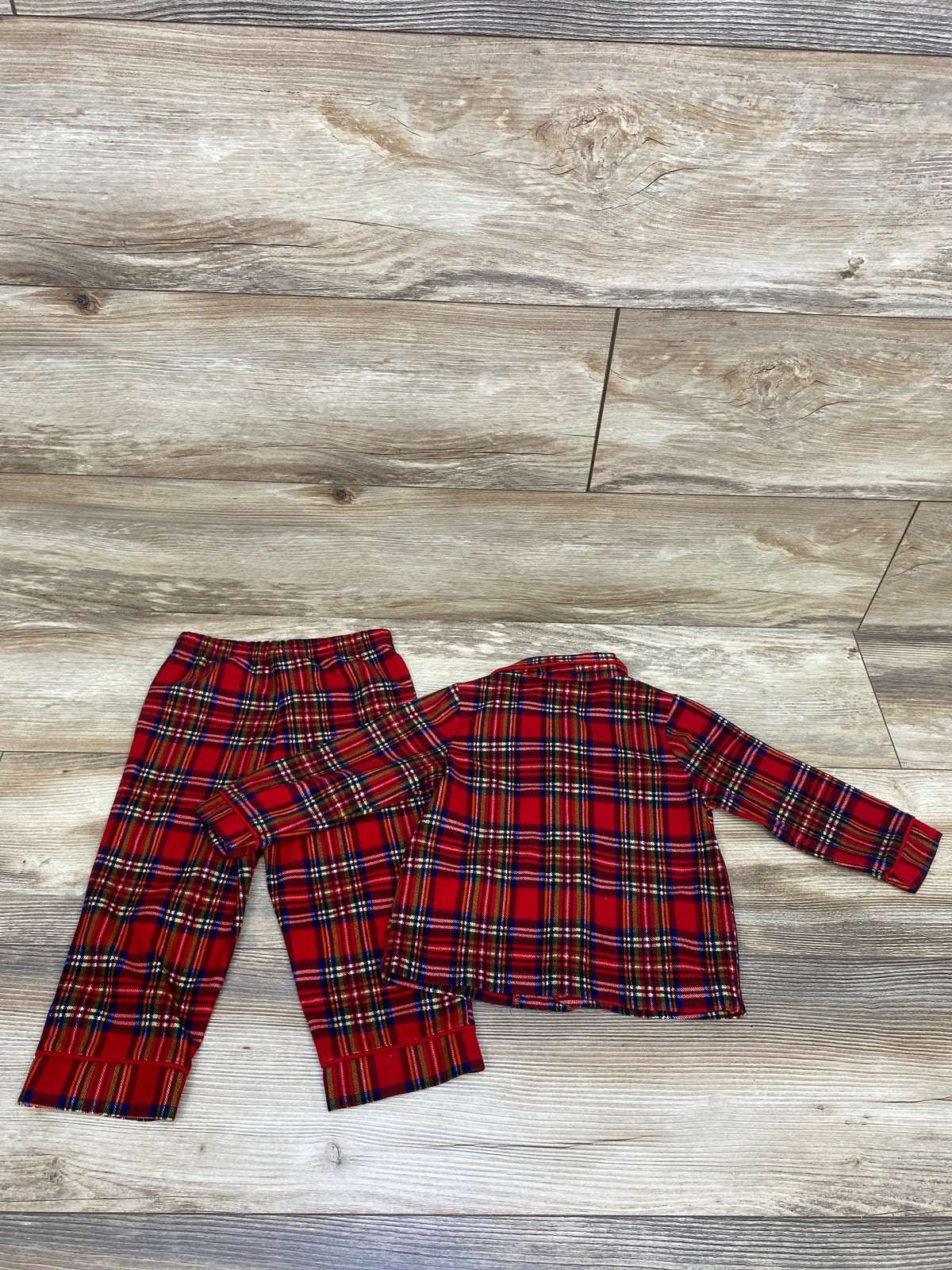 Little Me 2pc Plaid Coat Style Pajama Set Red sz 18m