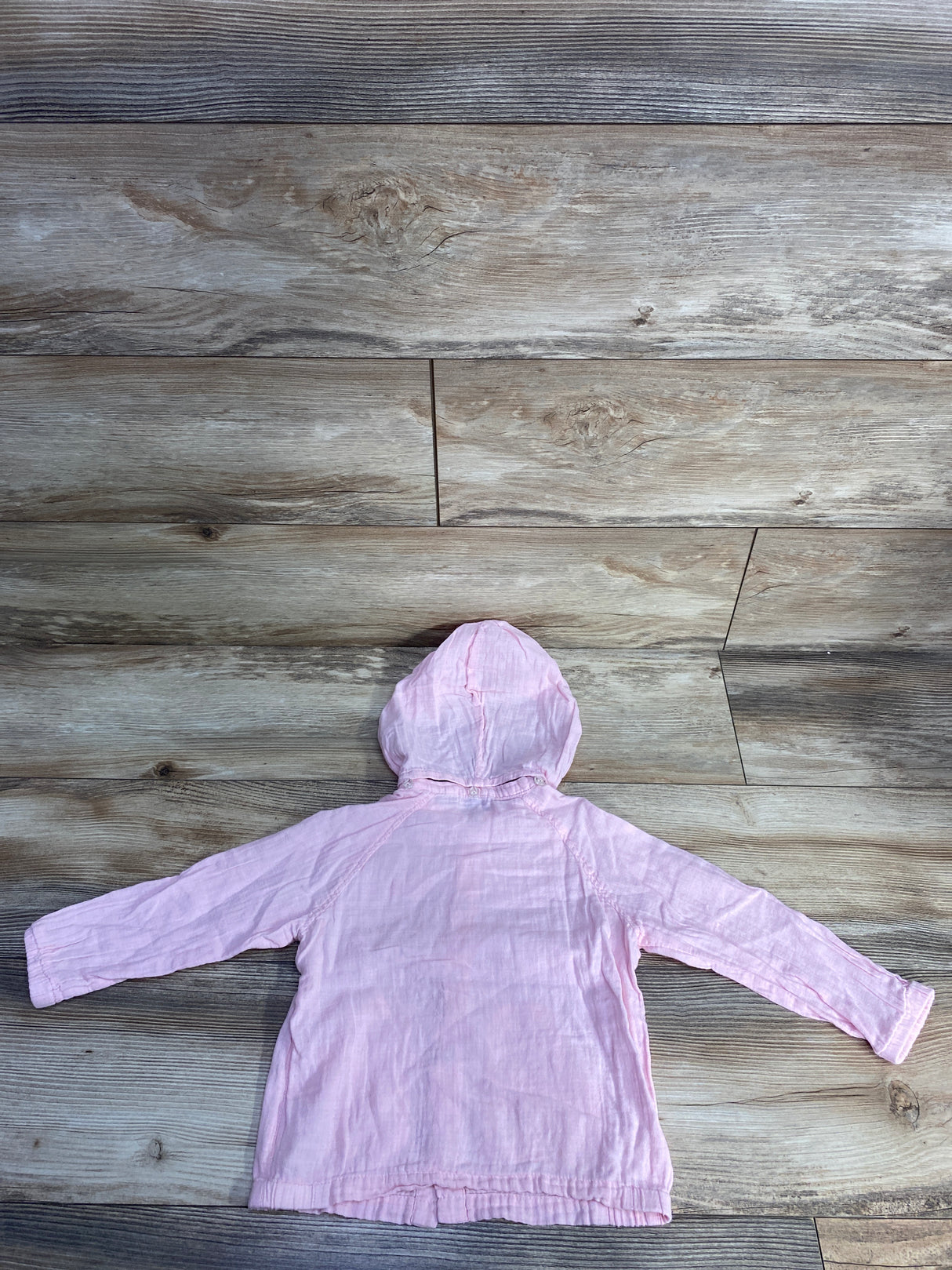 Miki House Bunny Button Up Hooded Shirt Pink sz 2T