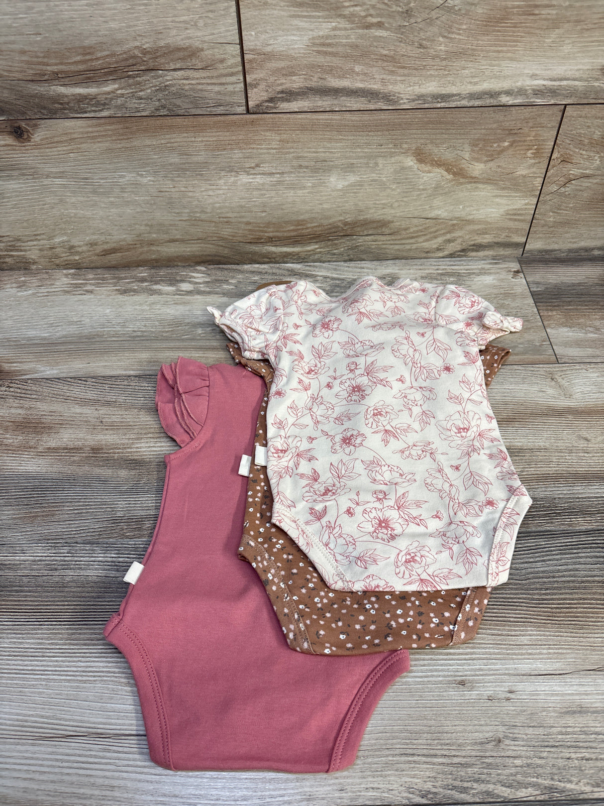 NEW Rabbit + Bear Organic 3pk Bodysuits Pink sz 3-6m