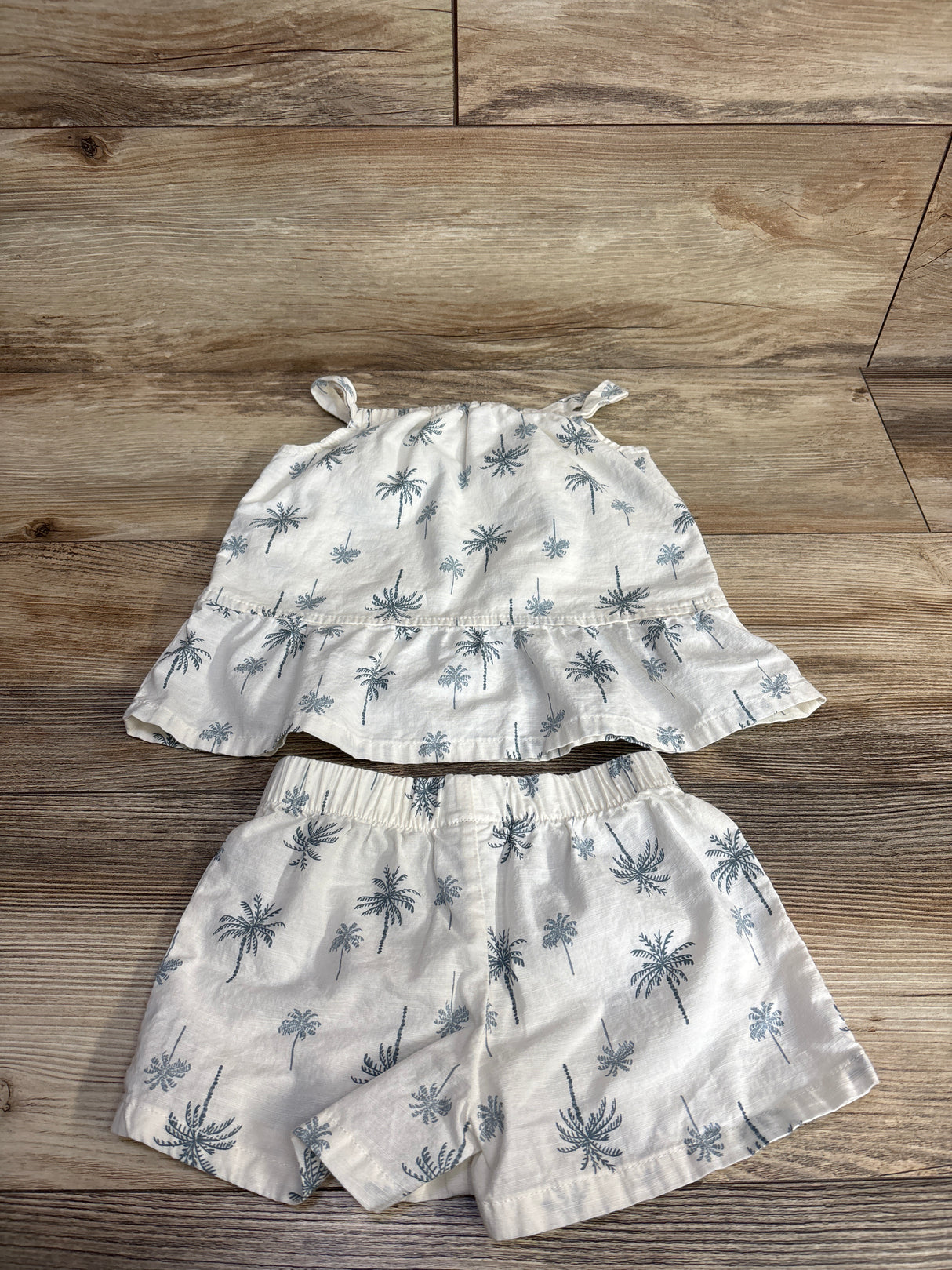 Carter's 2pc Palm Tree Print Tank Top & Shorts Set Ivory sz 2T