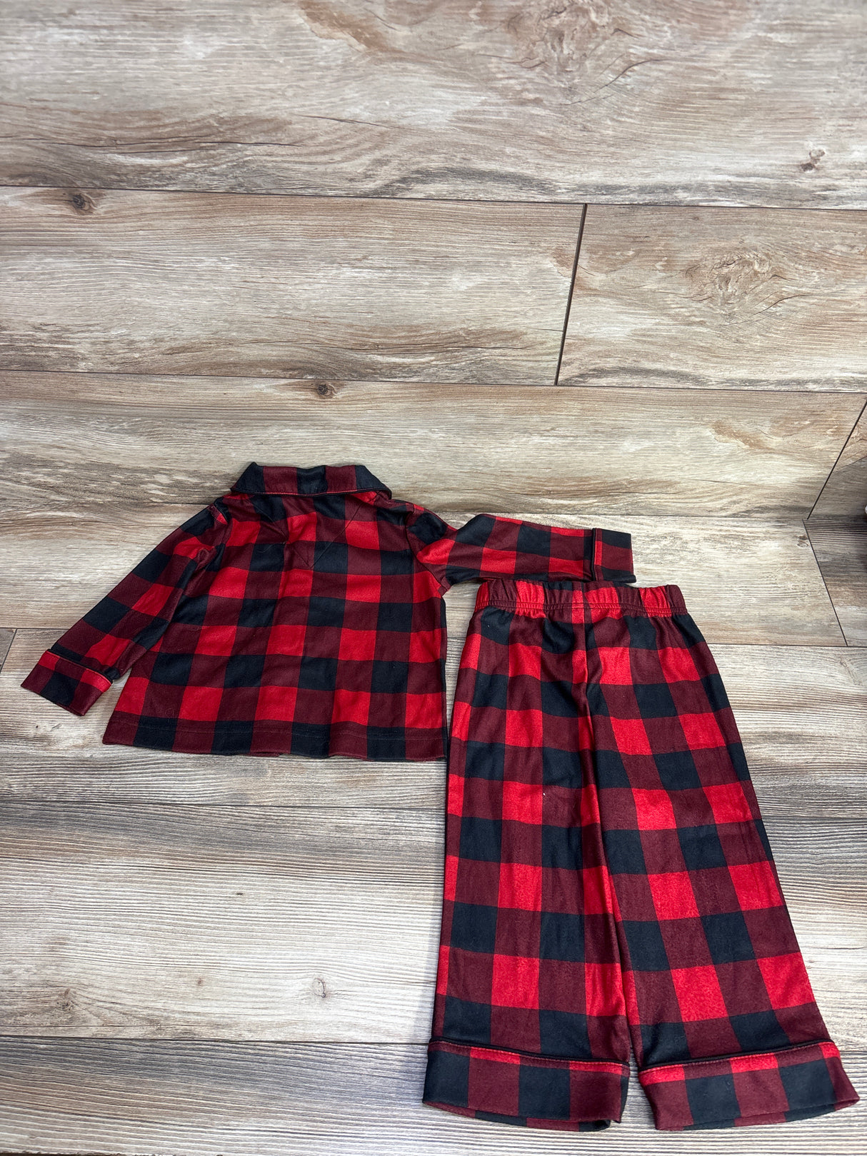 Wondershop 2pc Buffalo Plaid Coat Style Pajama Set Red sz 18m