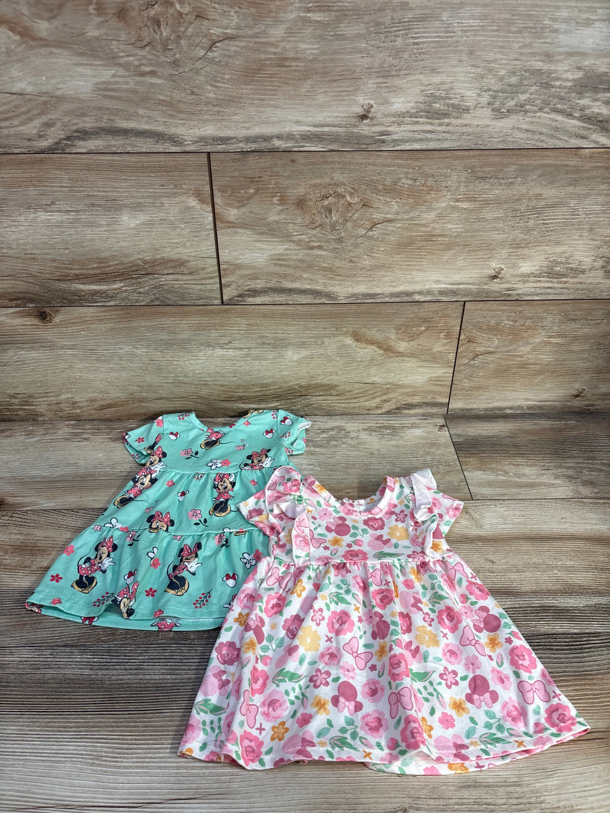 Disney Baby 2pk Minnie Mouse Dresses Teal/White sz 3m