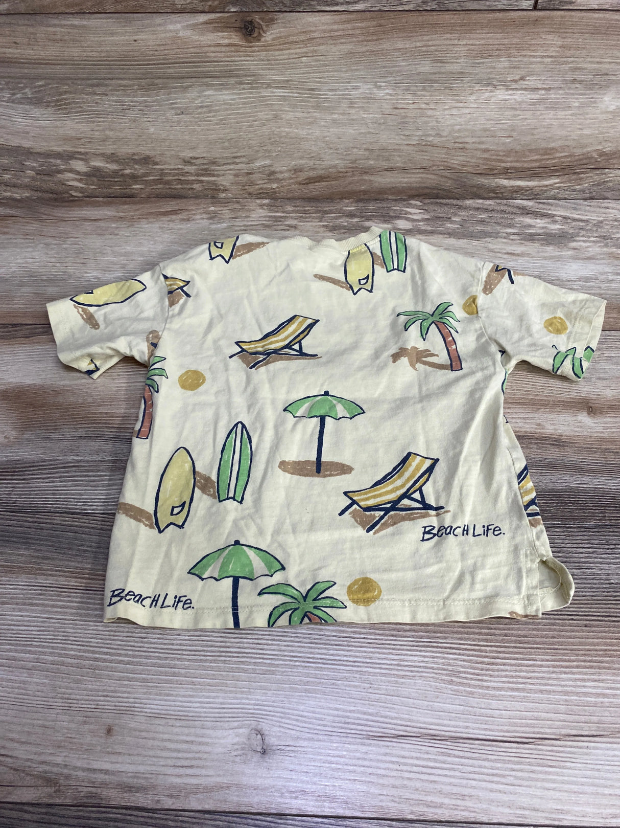 Zara Beach Print Shirt Cream sz 2-3T