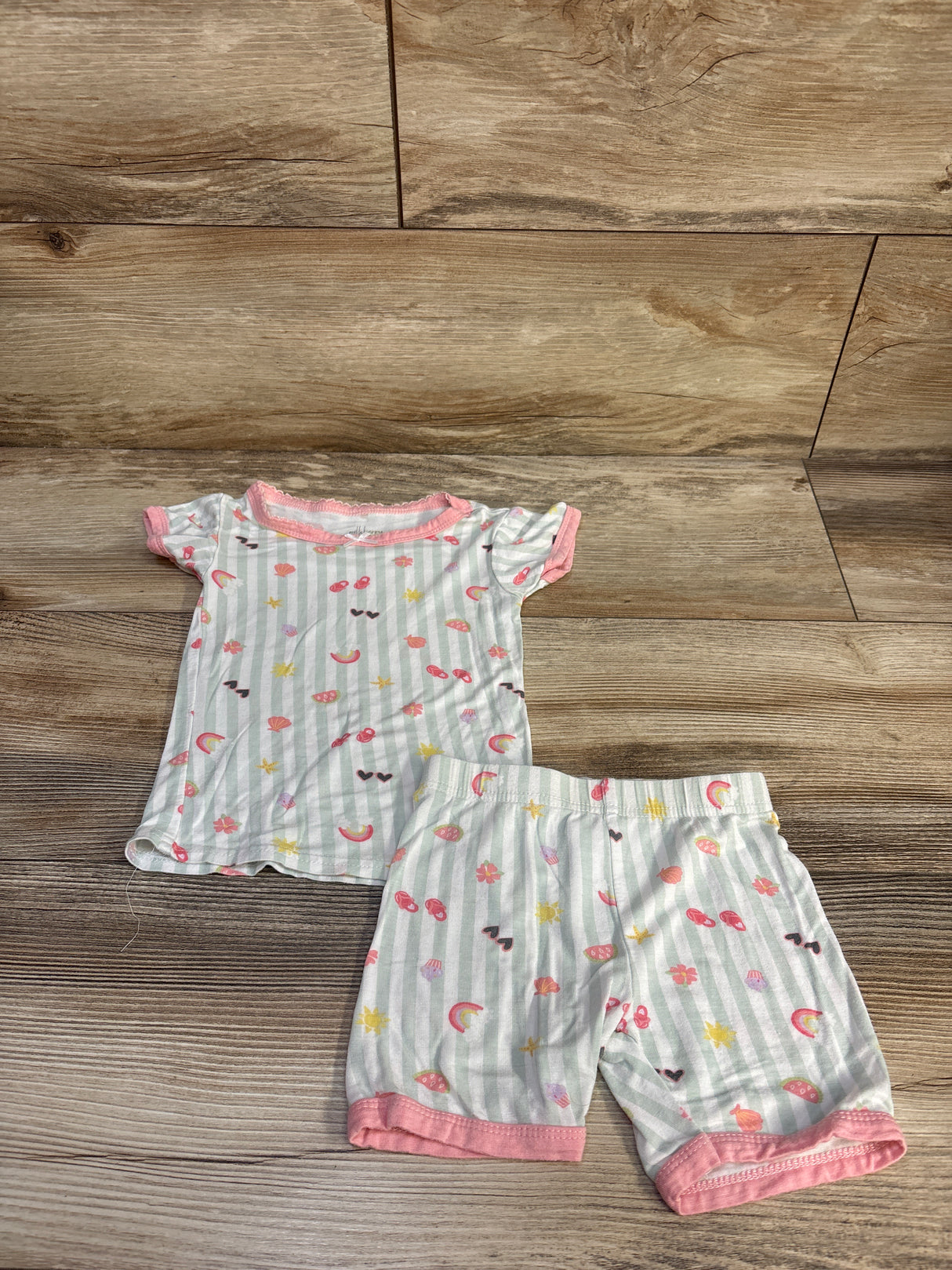 Milkberry 2pc Bamboo Striped Pajama Set Mint sz 18m