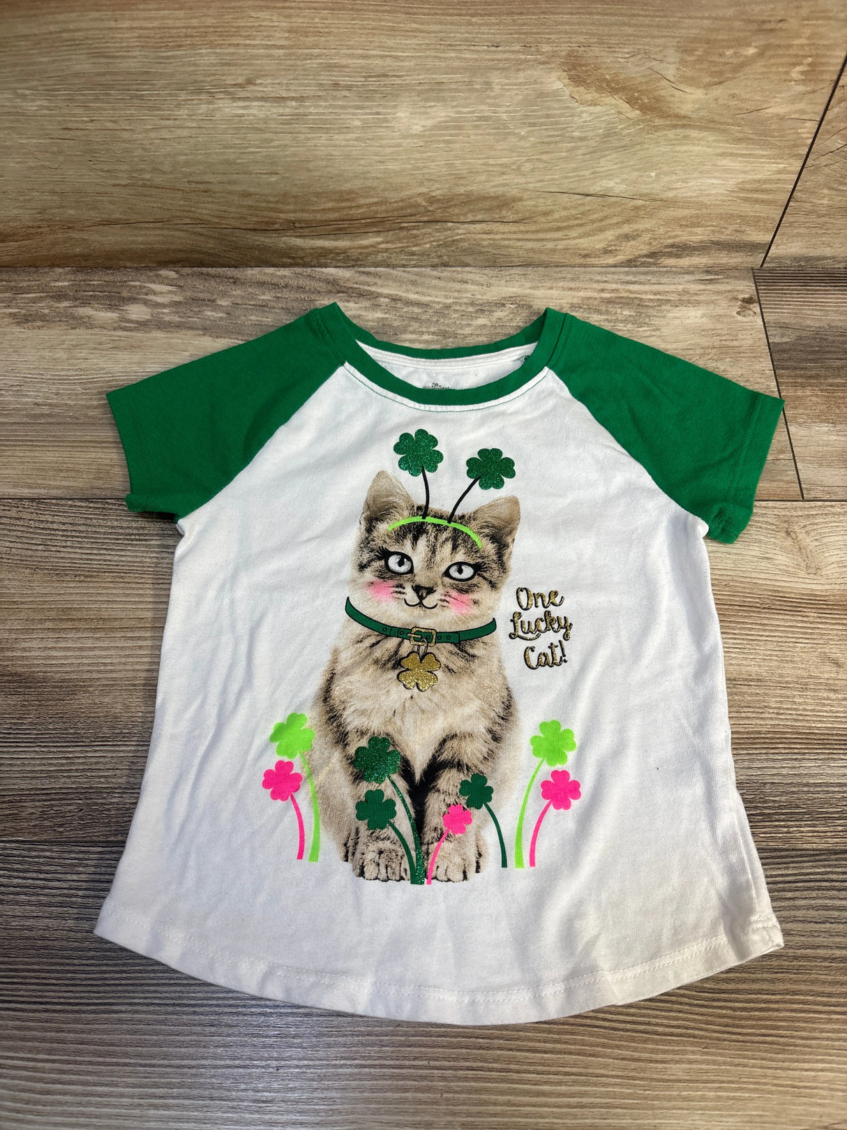 Way To Celebrate St Patrick's Day Cat Shirt Green sz 4-5T