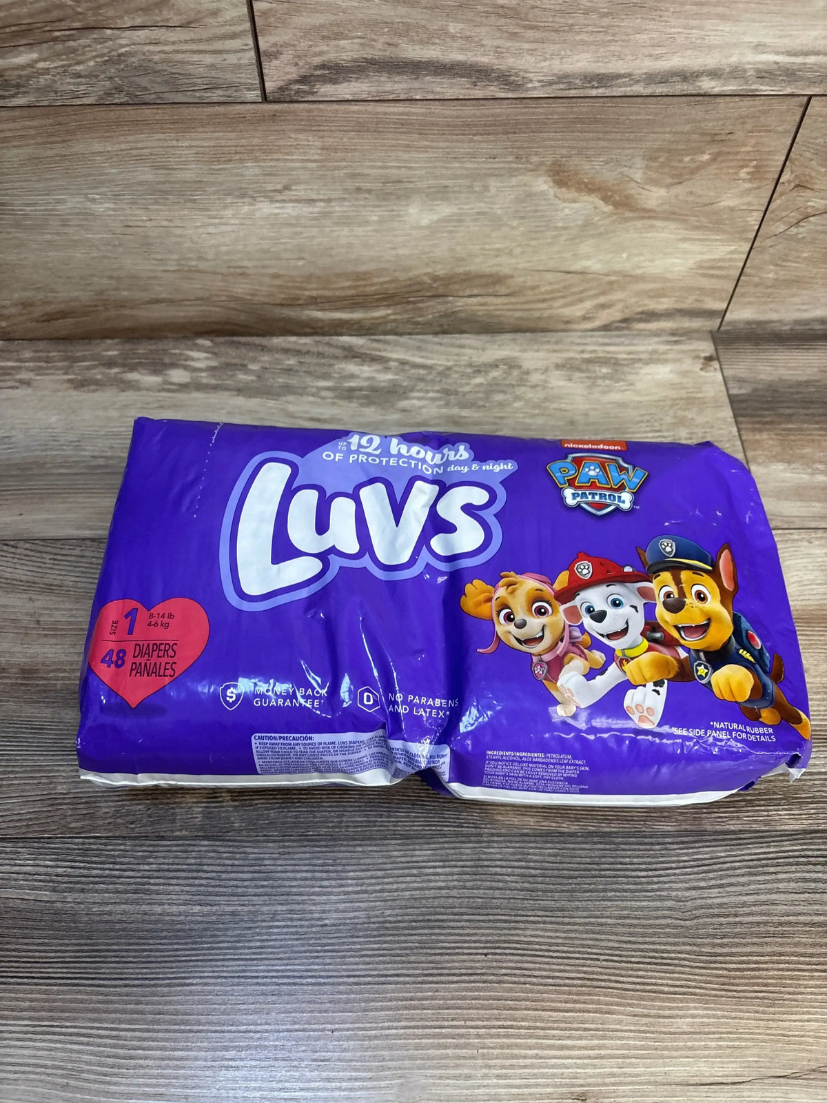Luvs Size 1 diapers with Paw Patrol characters, 48 count, up to 12 hours protection, no parabens or latex
