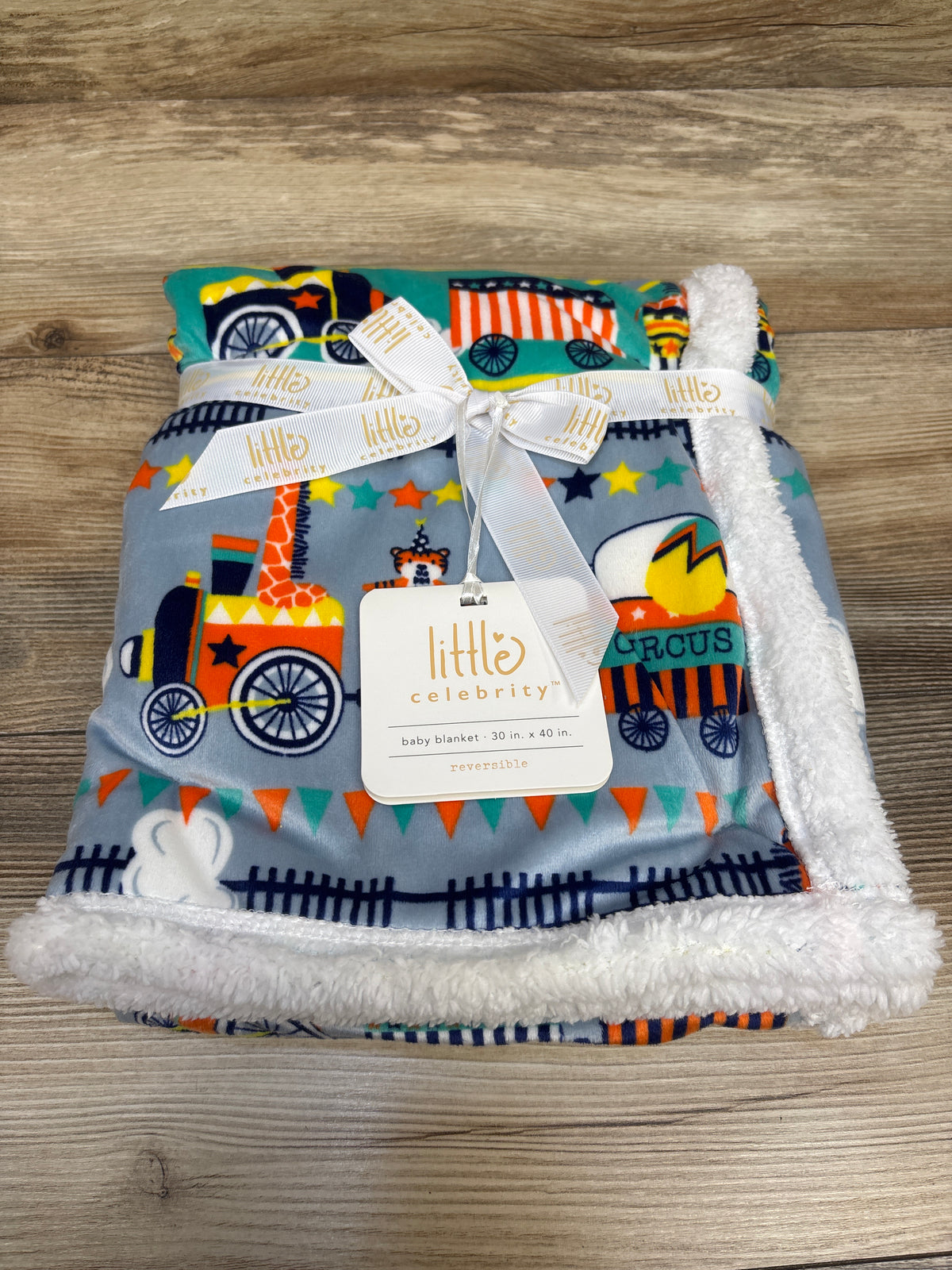 NEW Little Celebrity Reversible Baby Blanket Circus Print 30x40''