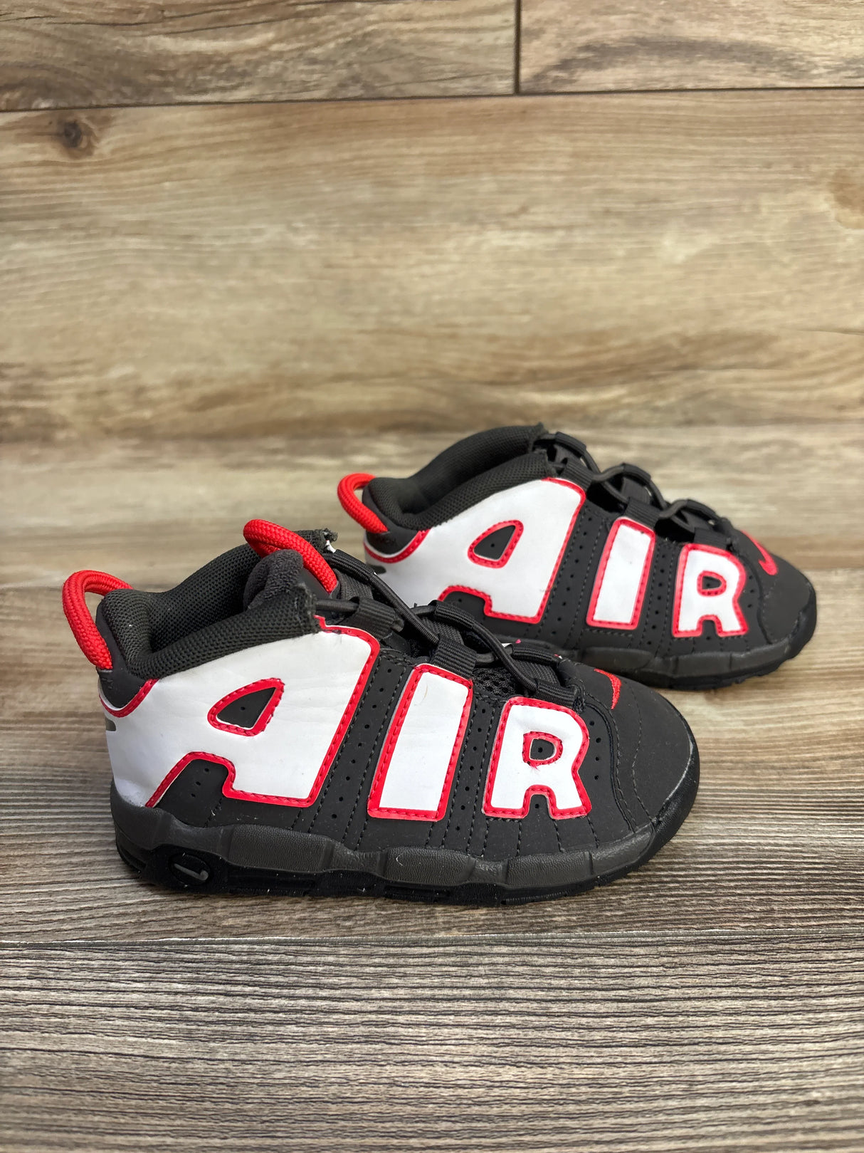 Nike Air More Uptempo TD 'Medium Ash Siren Red White' Sneakers sz 8c - Me n Mommy To Be