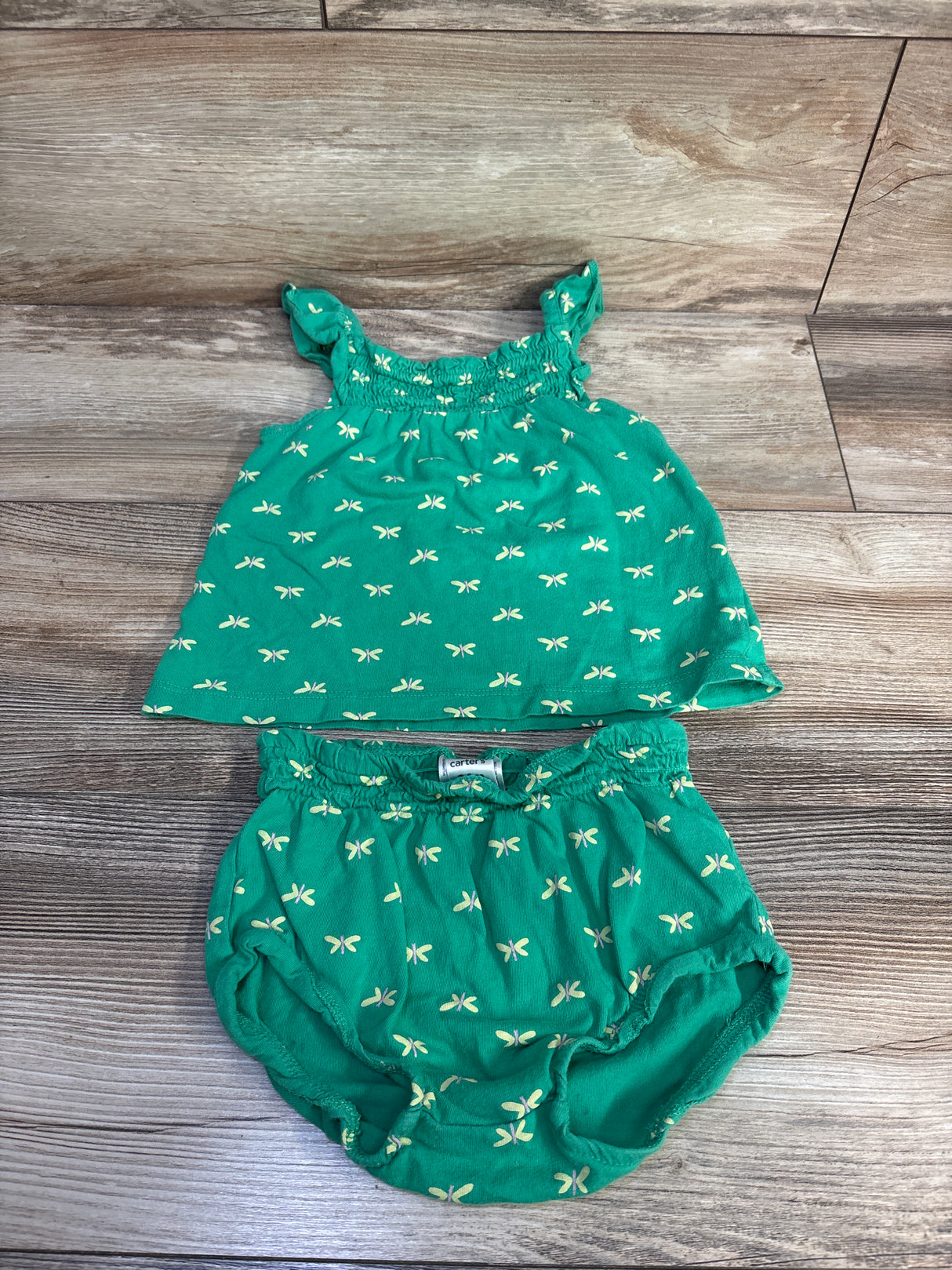 Carter's 2pc Smocked Tank Top & Short Set Green sz 24m