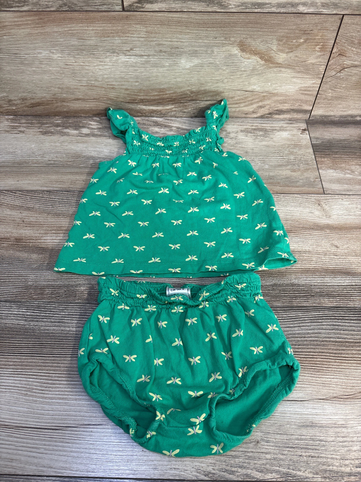 Carter's 2pc Smocked Tank Top & Short Set Green sz 24m