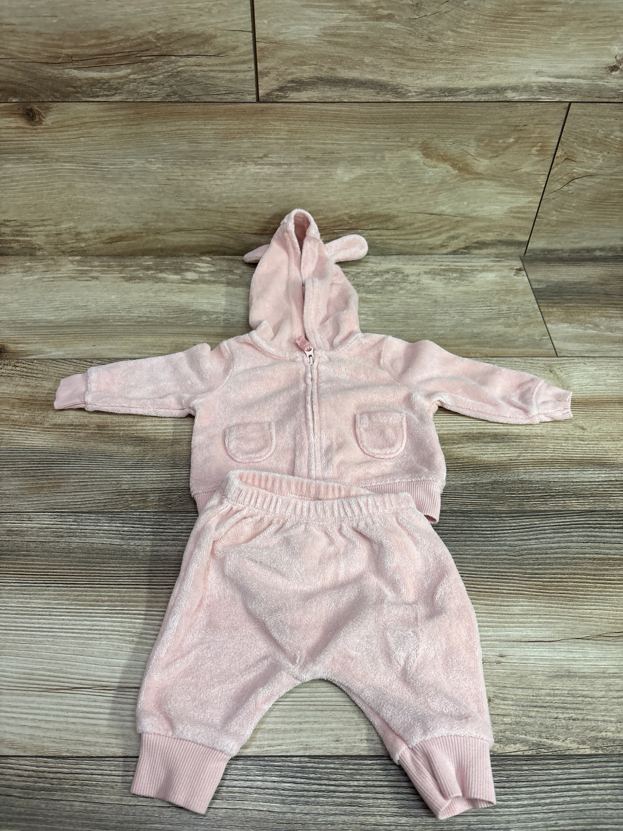 Carter's 2pc Terry Cloth Full Zip Hoodie & Pants Pink sz Newborn