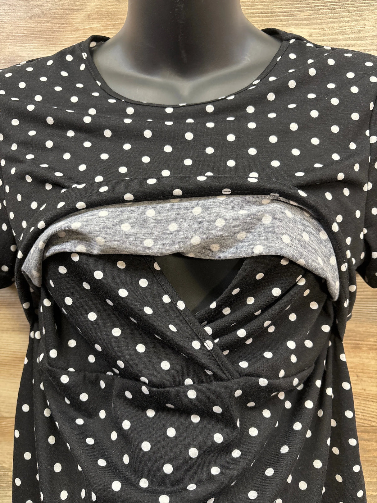 Shein Maternity Polka Dot Nursing Top Black sz Large