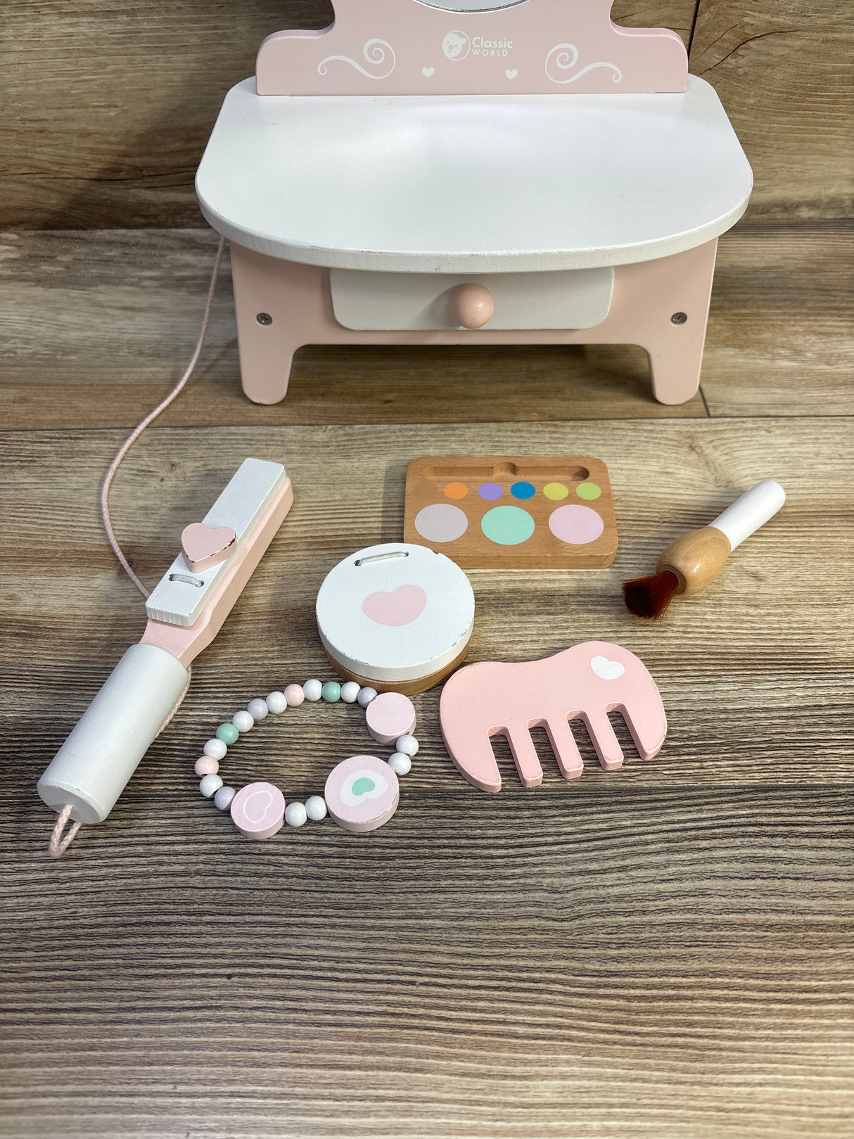 Classic World Pink Dresser Vanity with Accessories 6pc