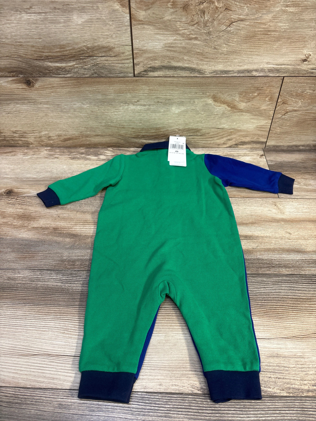 NEW Ralph Lauren Color Blocked Cotton Mesh Polo Coverall Green sz 6m