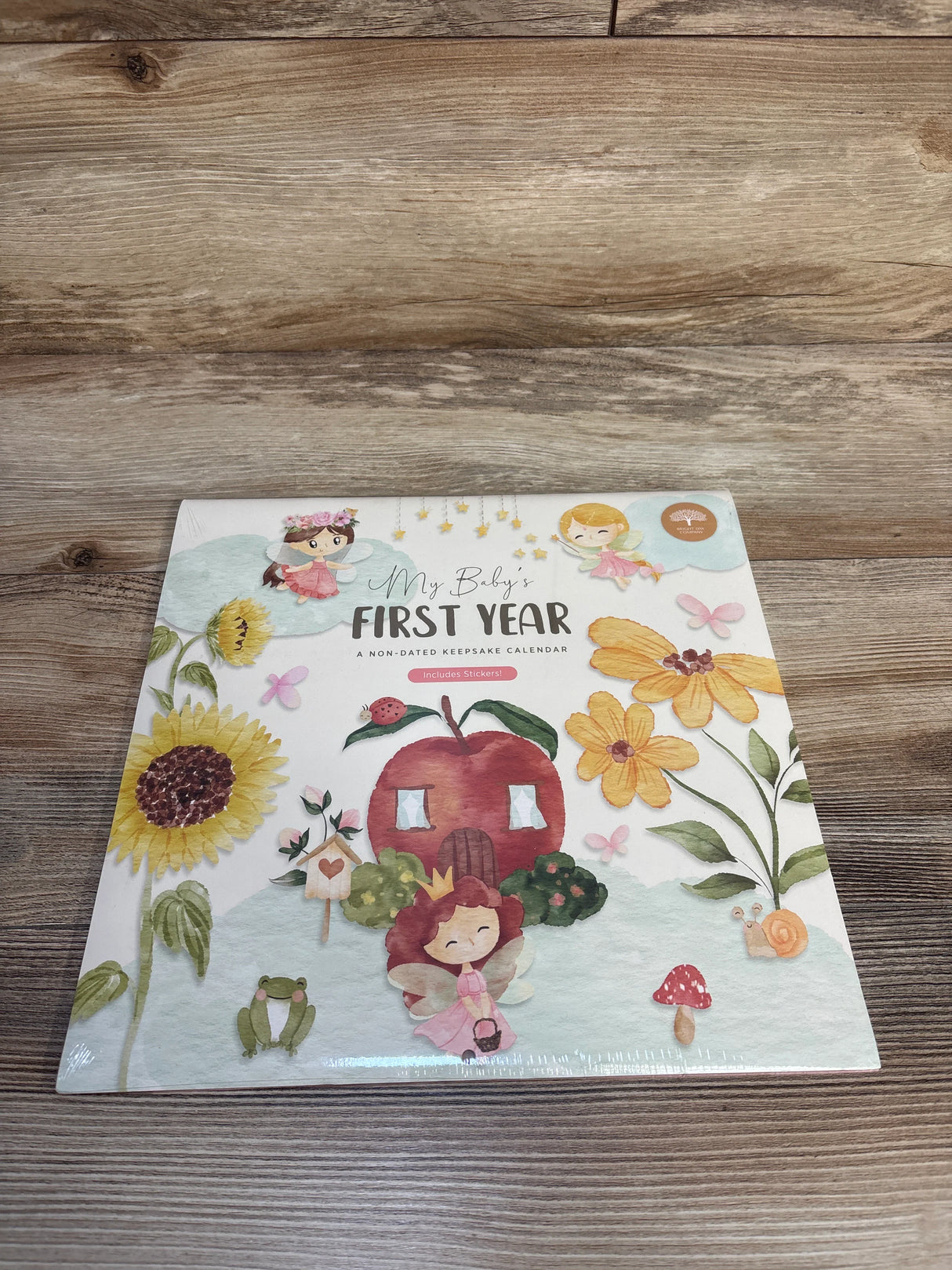 My Baby's First Year keepsake calendar with fairies, flowers, and whimsical illustrations