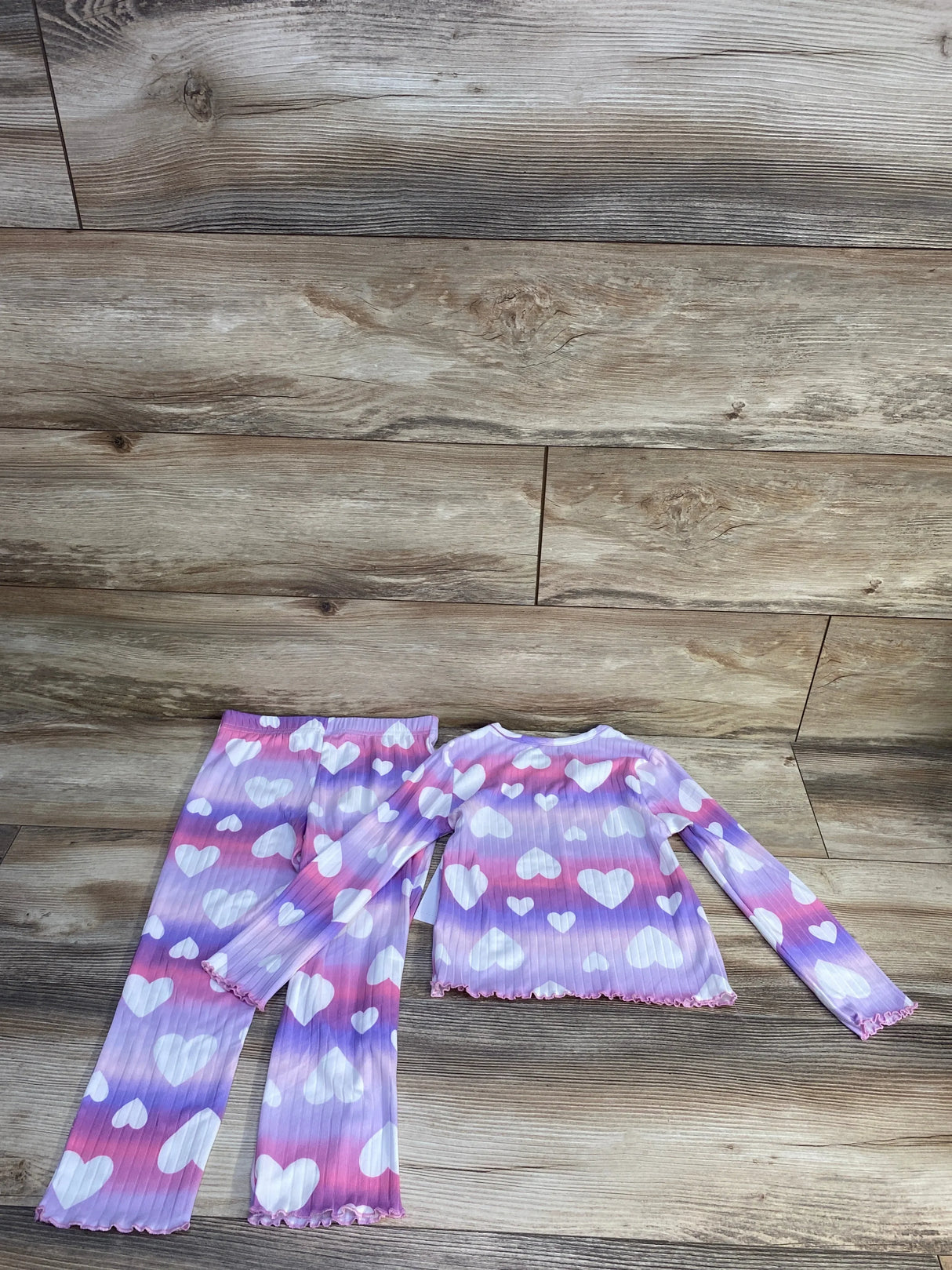 NEW Tahari 2pc Ribbed Heart Pajama Set Purple sz 4T
