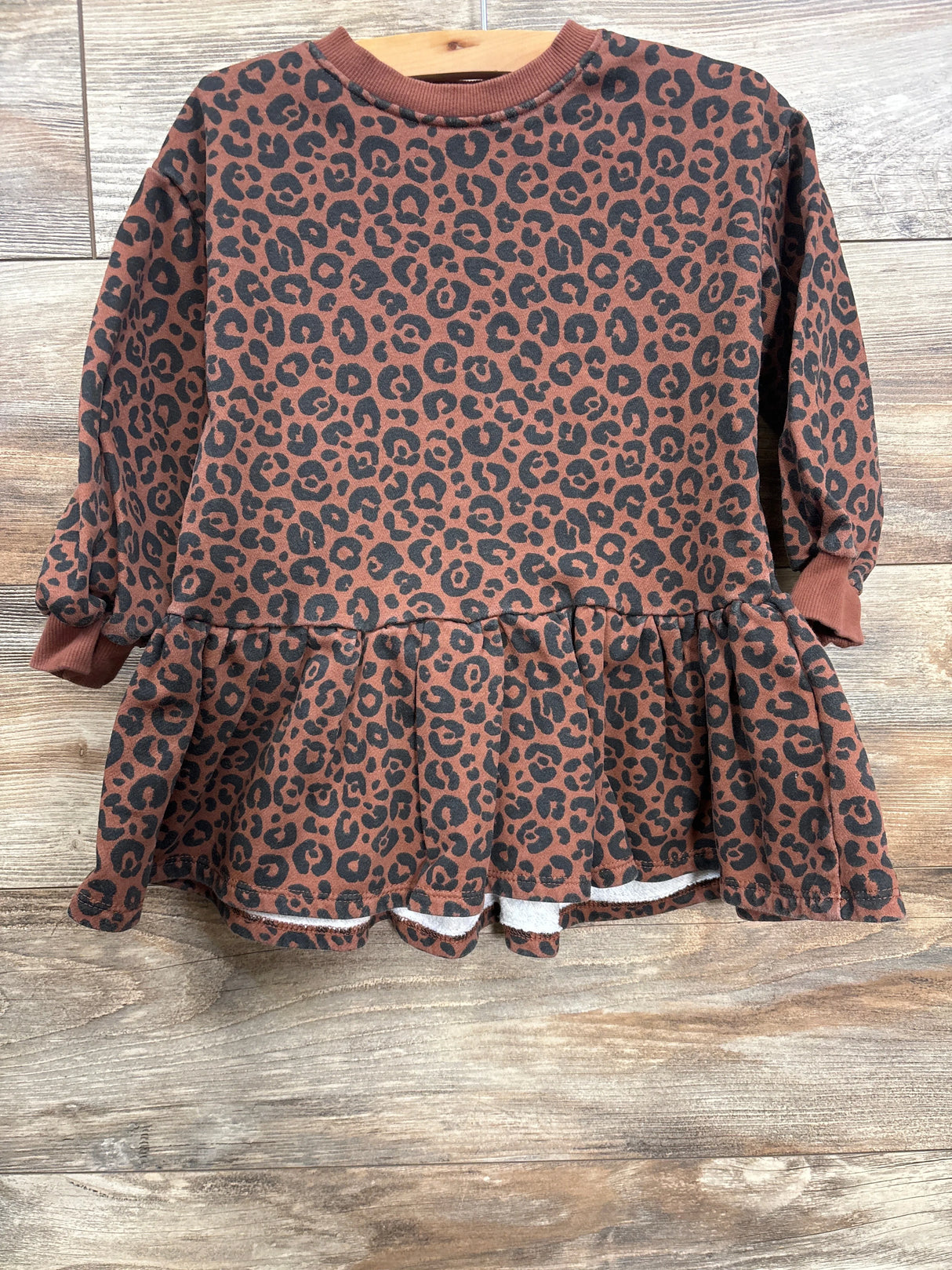 H&M Long Sleeve leopard Print Dress Brown sz 3/4T