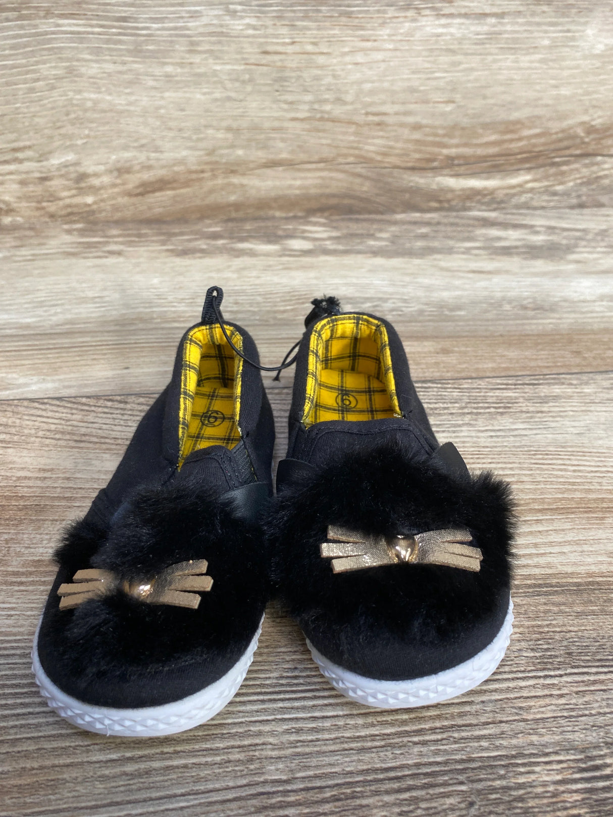 Wonder Nation Faux Fur Kitty Cat Sneakers Black sz 6c