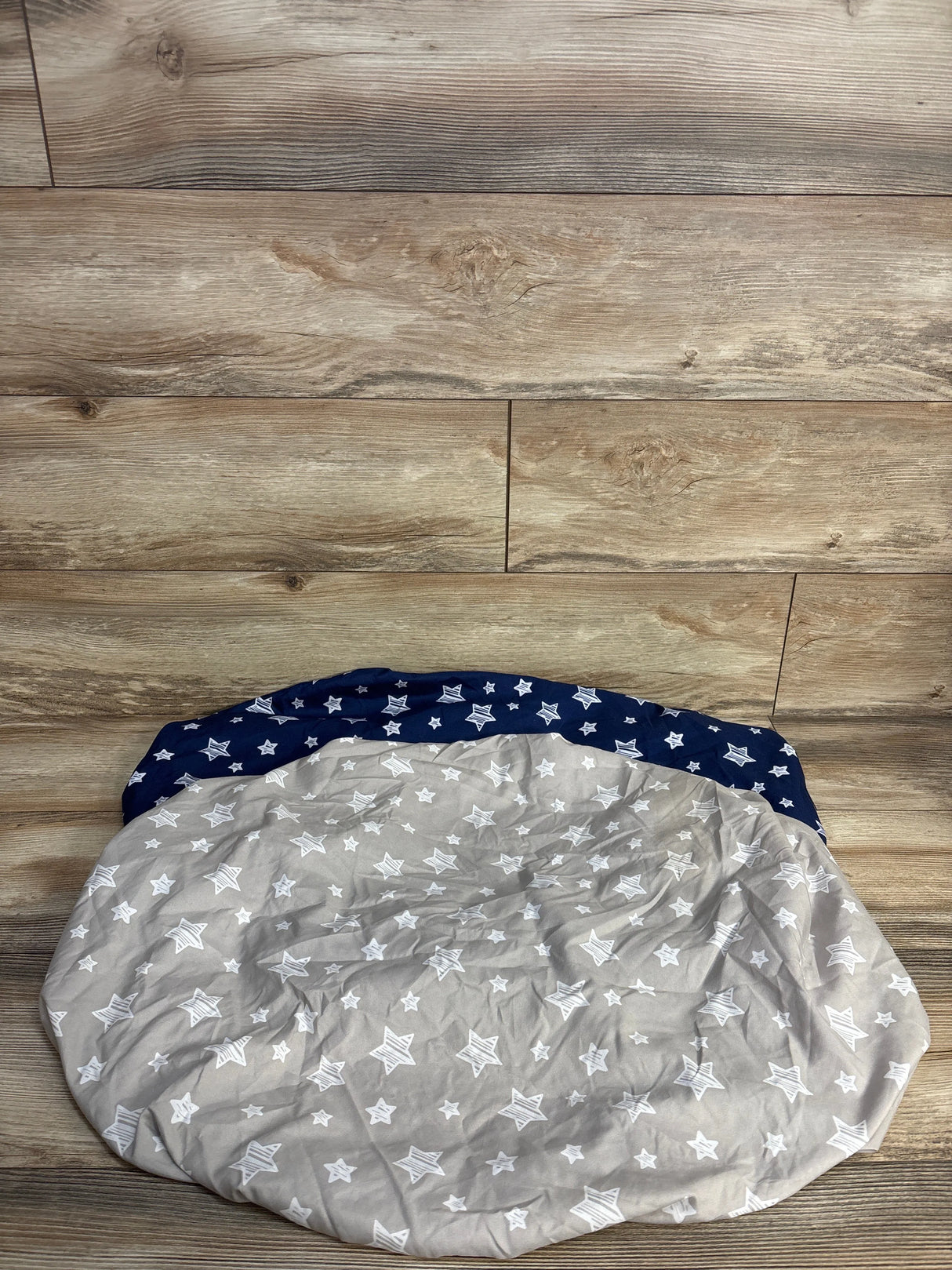 MOONSEA 2pk Fitted Bassinet Sheets, Stars Blue/Beige