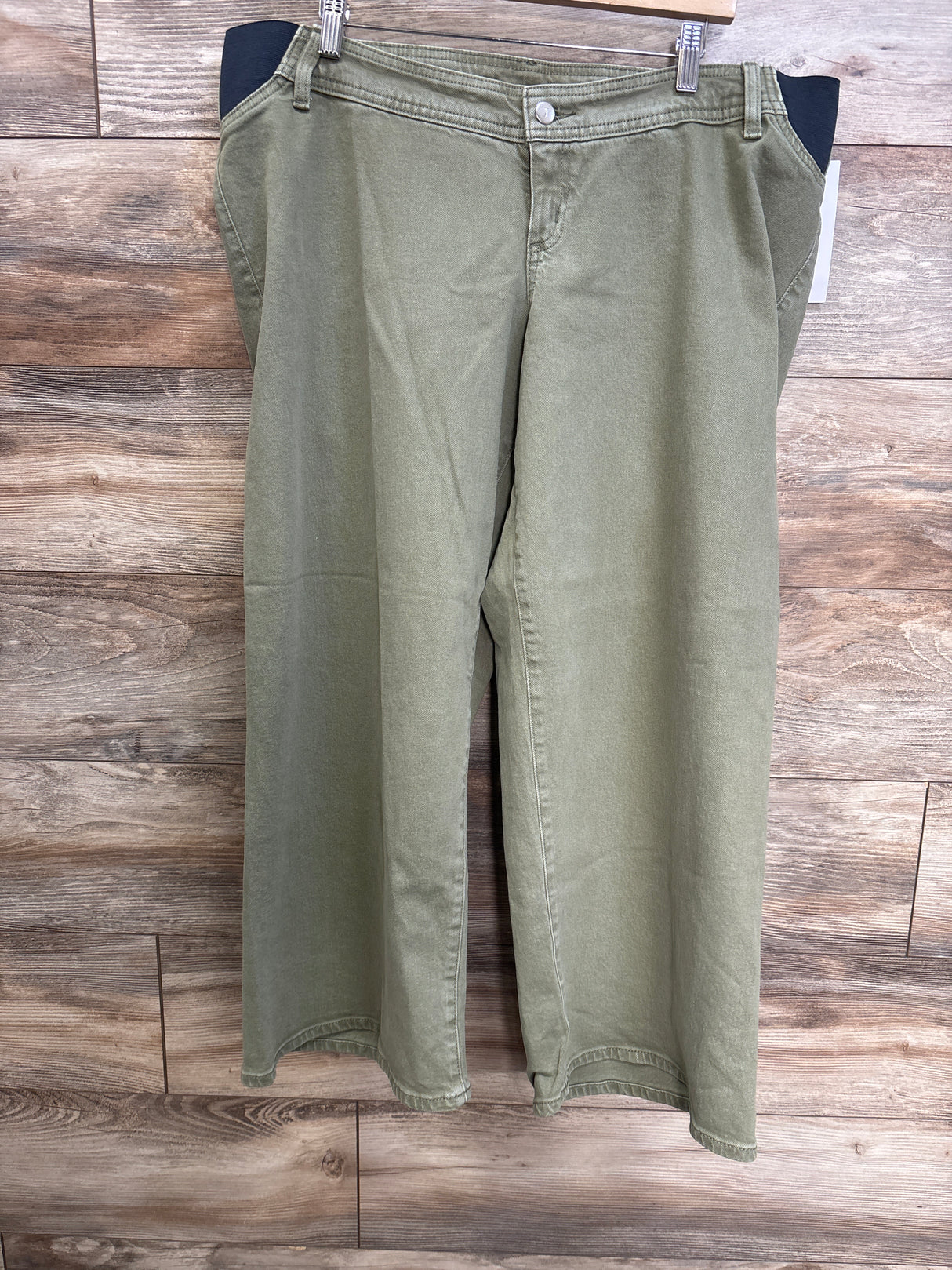 NEW Isabel Maternity Side Panel Wide-Leg Jeans Green sz XL (16)