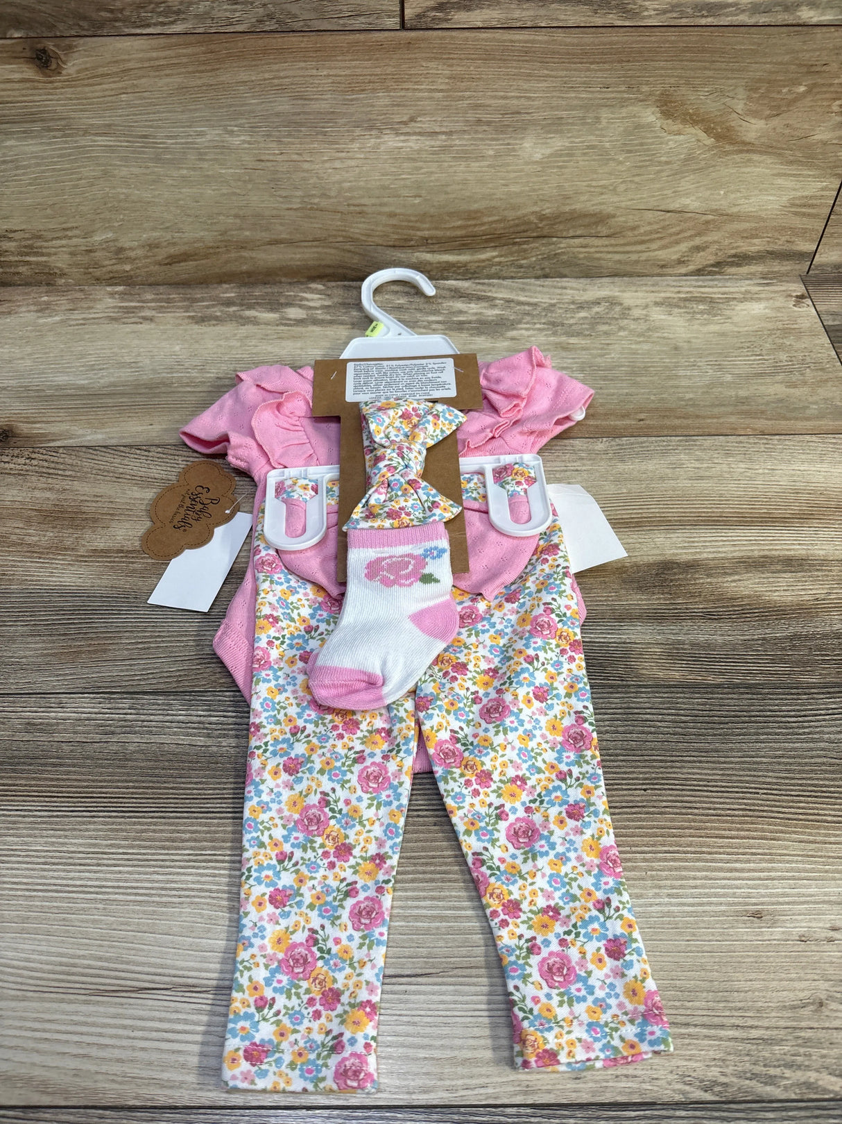 NEW Baby Essentials 4pc Floral Layette Set Pink sz 3m