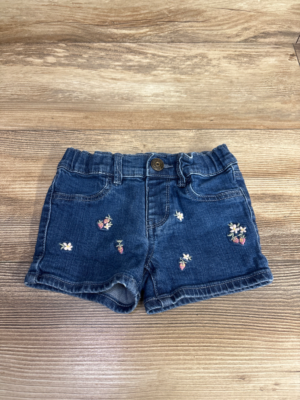 OshKosh Floral Embroidered Denim Short Blue sz 2T