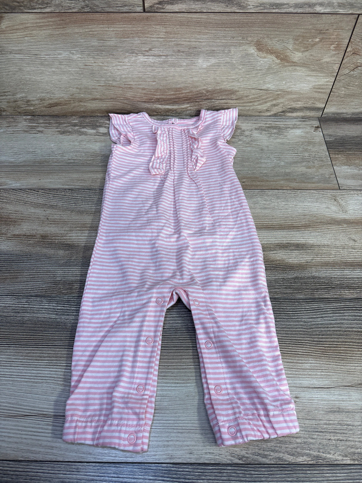 Simple Joys Striped Ruffle Jumpsuit Pink sz 3-6m