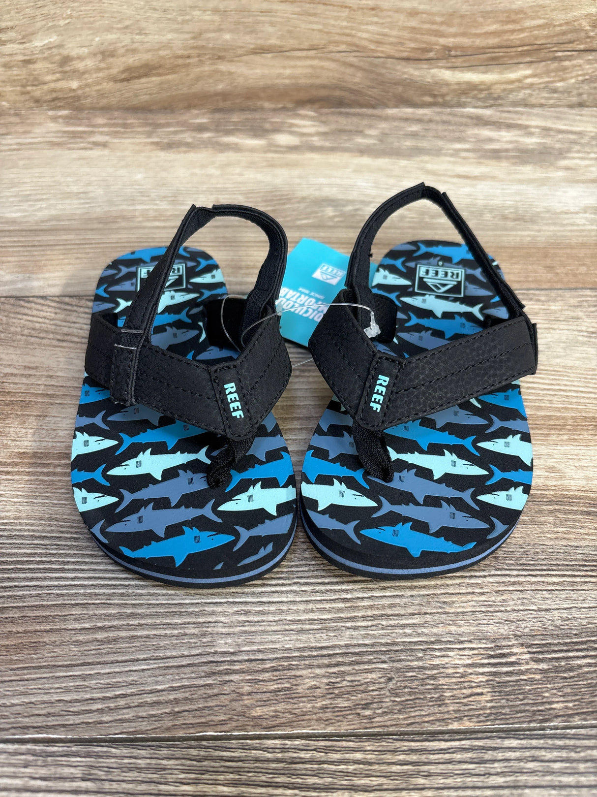 NEW Reef Little Uni Flip Flops in Blue Sharks sz 7c - Me n Mommy To Be