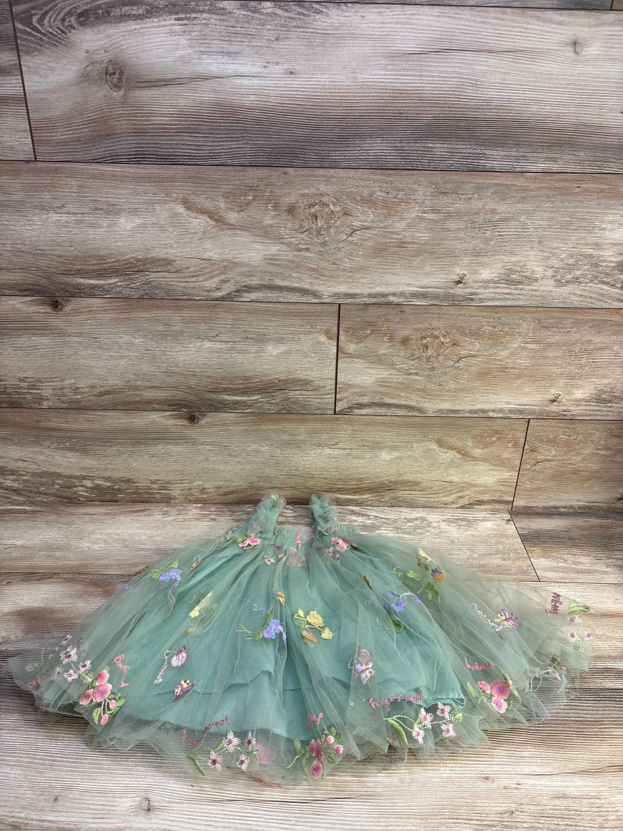 NNJXD Embroidered Tulle Dress Green sz 18-24m