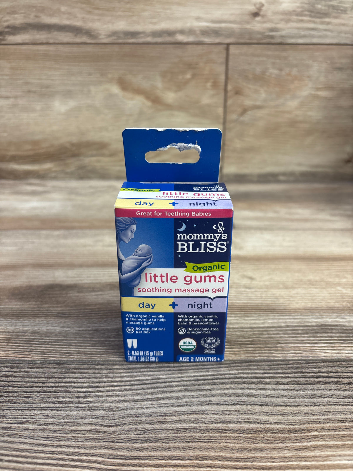 NEW Mommy's Bliss Organic Little Gums Soothing Day+Night Massage Gel 2pk 0.53oz