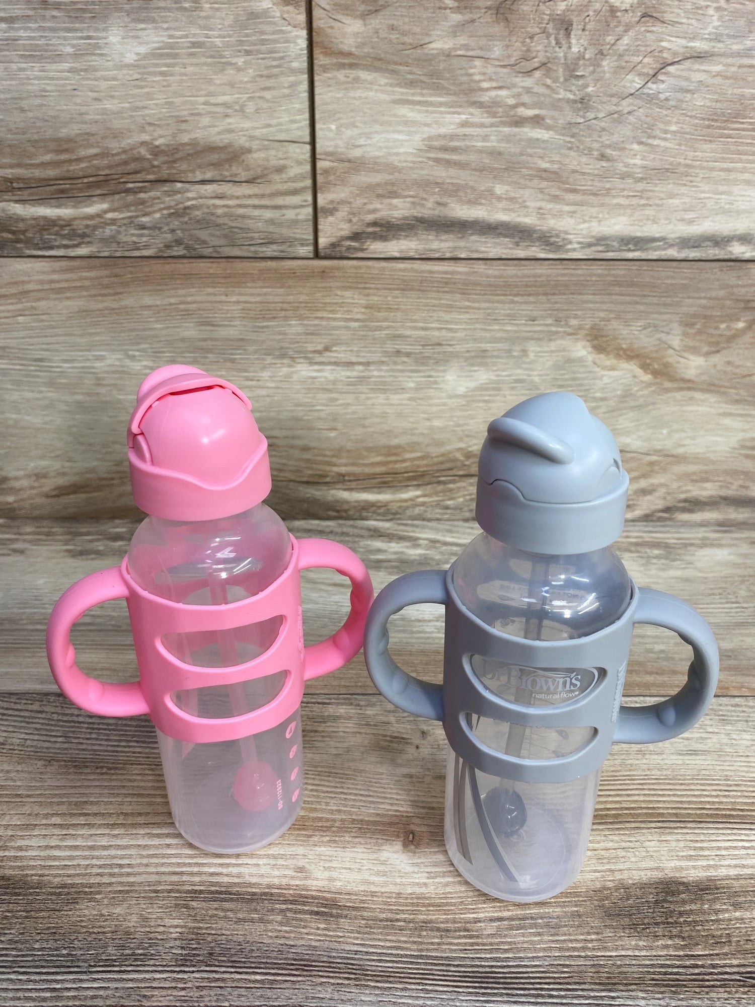 Dr. Brown's Milestones Narrow Sippy Straw Bottles w/ Silicone Handles 2pk 8oz